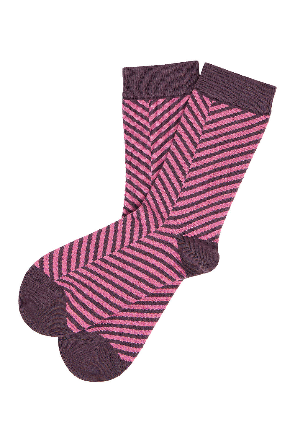 Sourire Multicolore Chaussettes femme rayures en biais roses coton bio 35-38