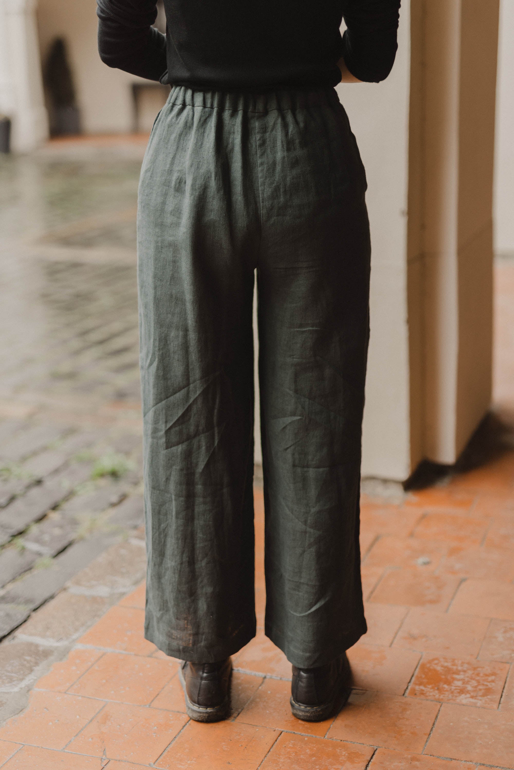 Laumė linen Linen Bottoms Iris pantalon femme en lin 100 % Forest Green