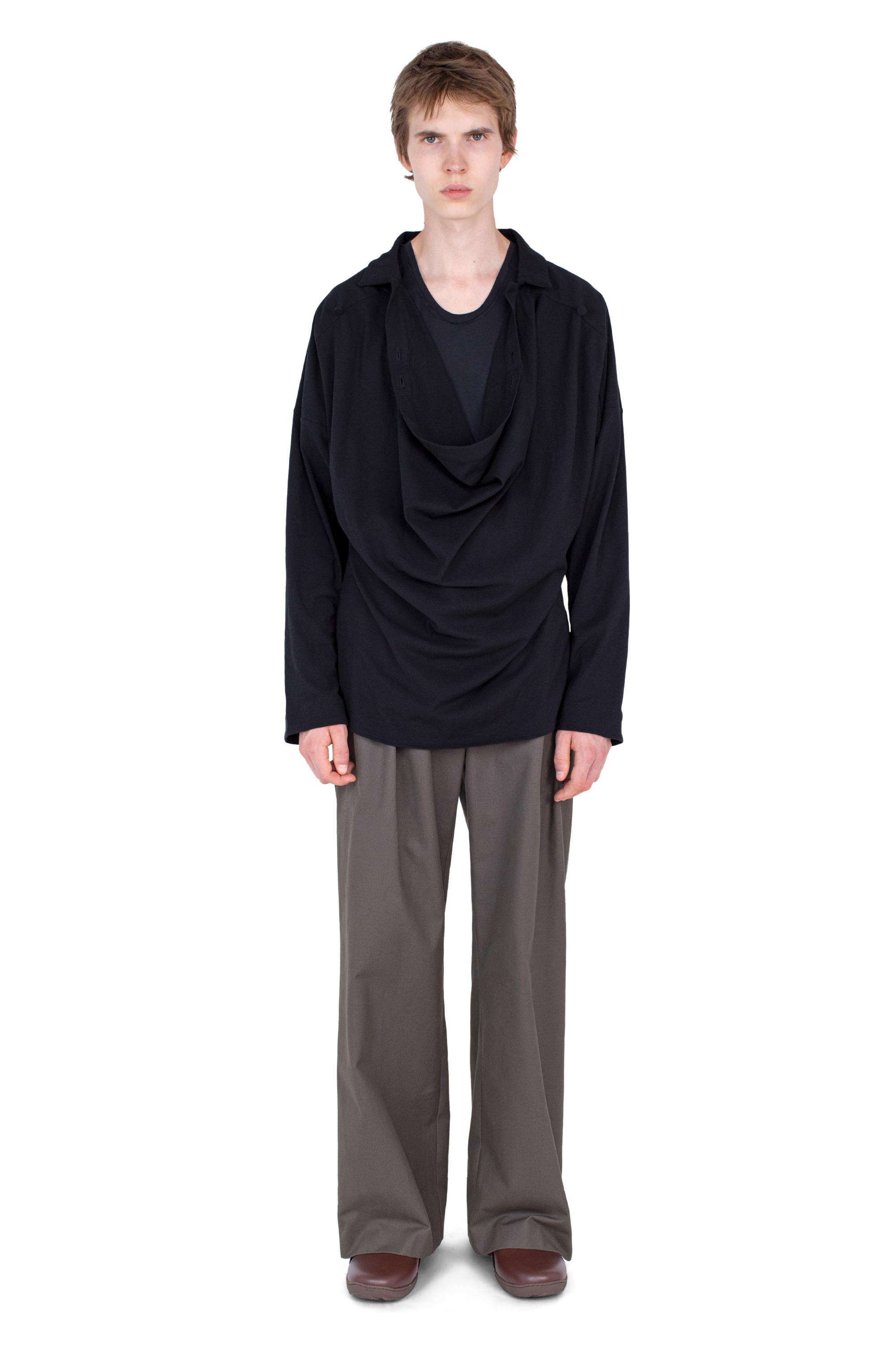 Kiko Kostadinov Shirts ISKAR Drape Shirt chemise noire en jersey