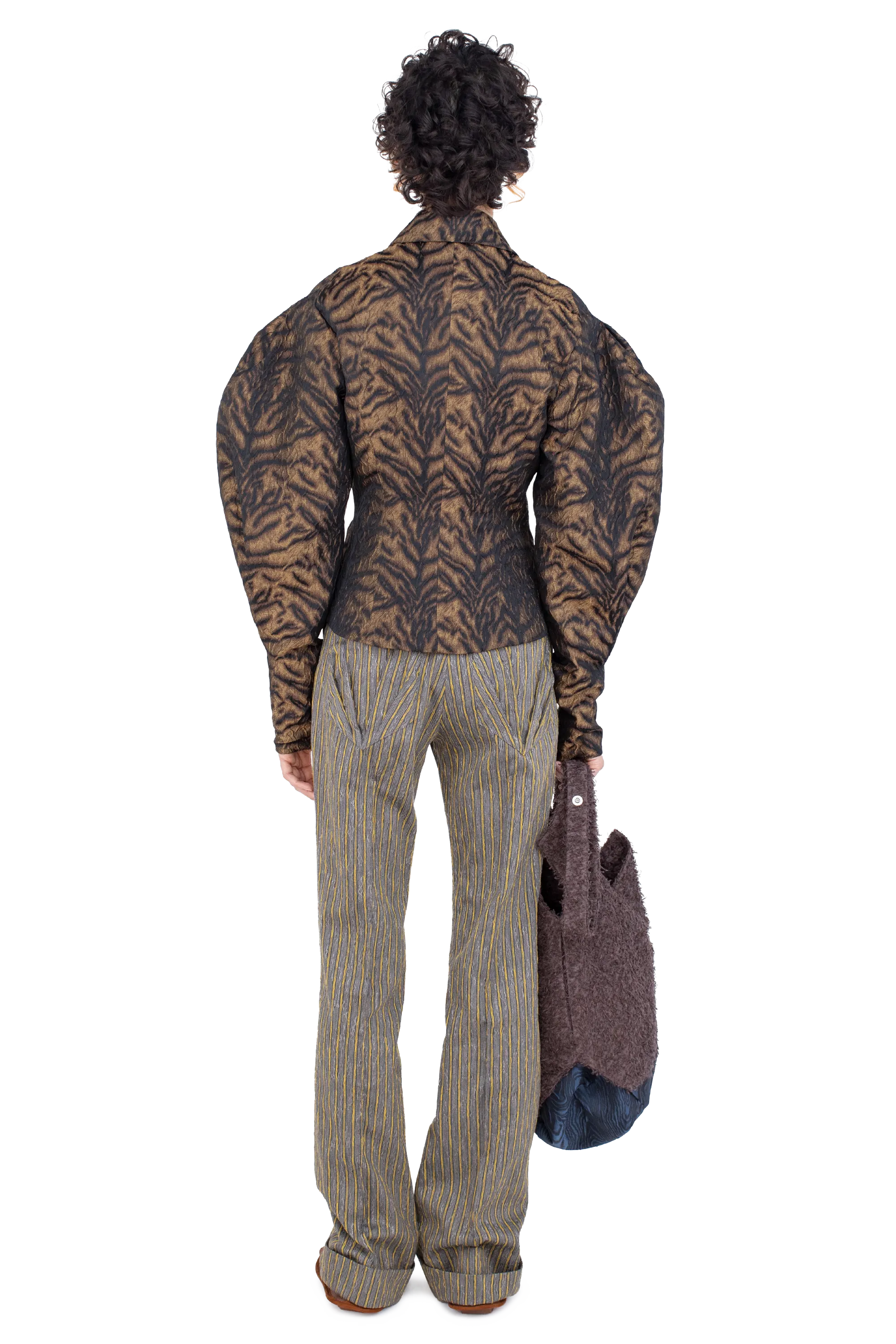 Kiko Kostadinov Outerwear ISTRIAN Jacket veste Bronze Tiger 34-42 épaules plissées