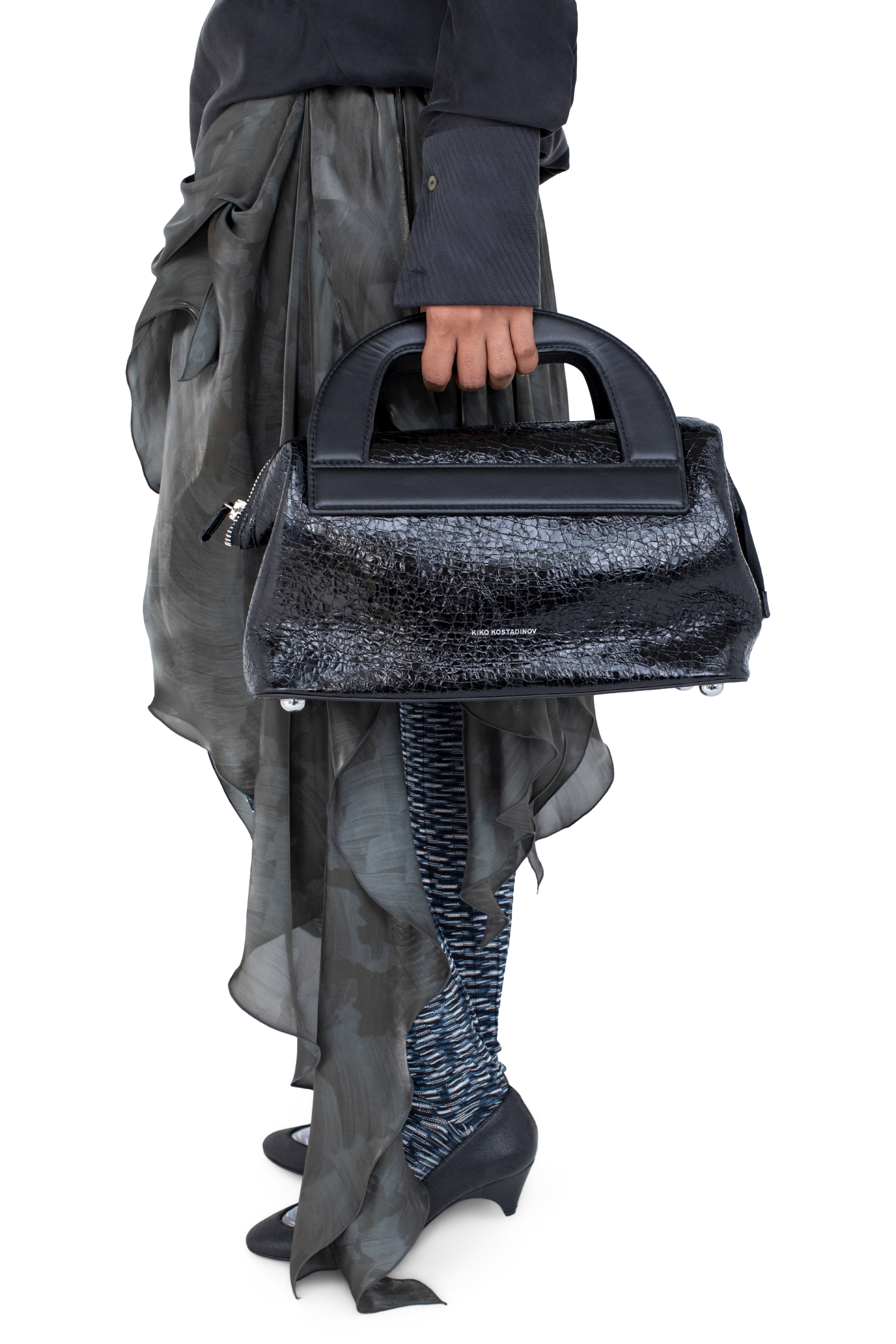 Kiko Kostadinov Bags ISADORA sac Cracked Black OS cuir italien