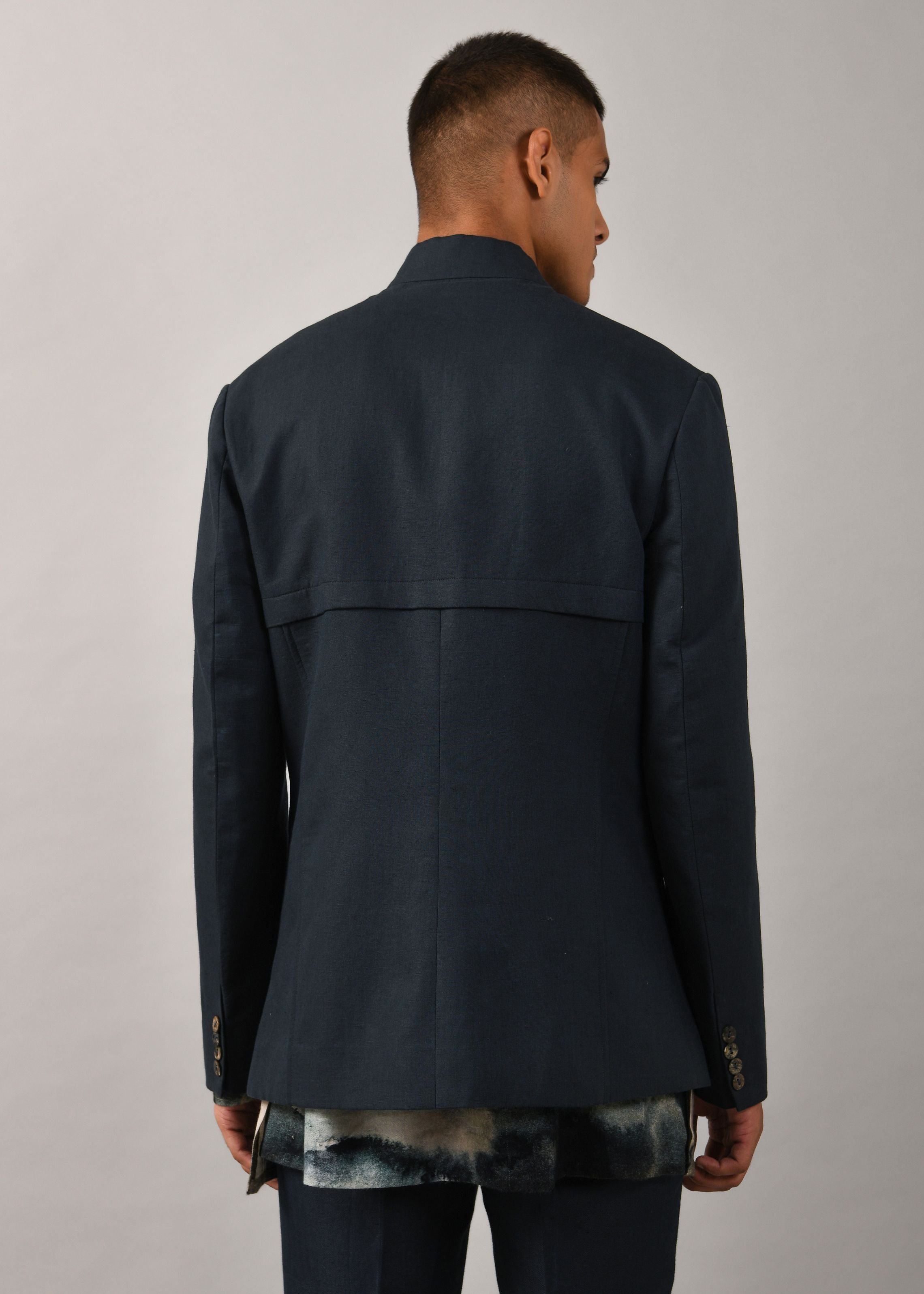 COUNTRYMADE Nehru Jackets Memoir Bandhgala veste en lin bleu sarcelle