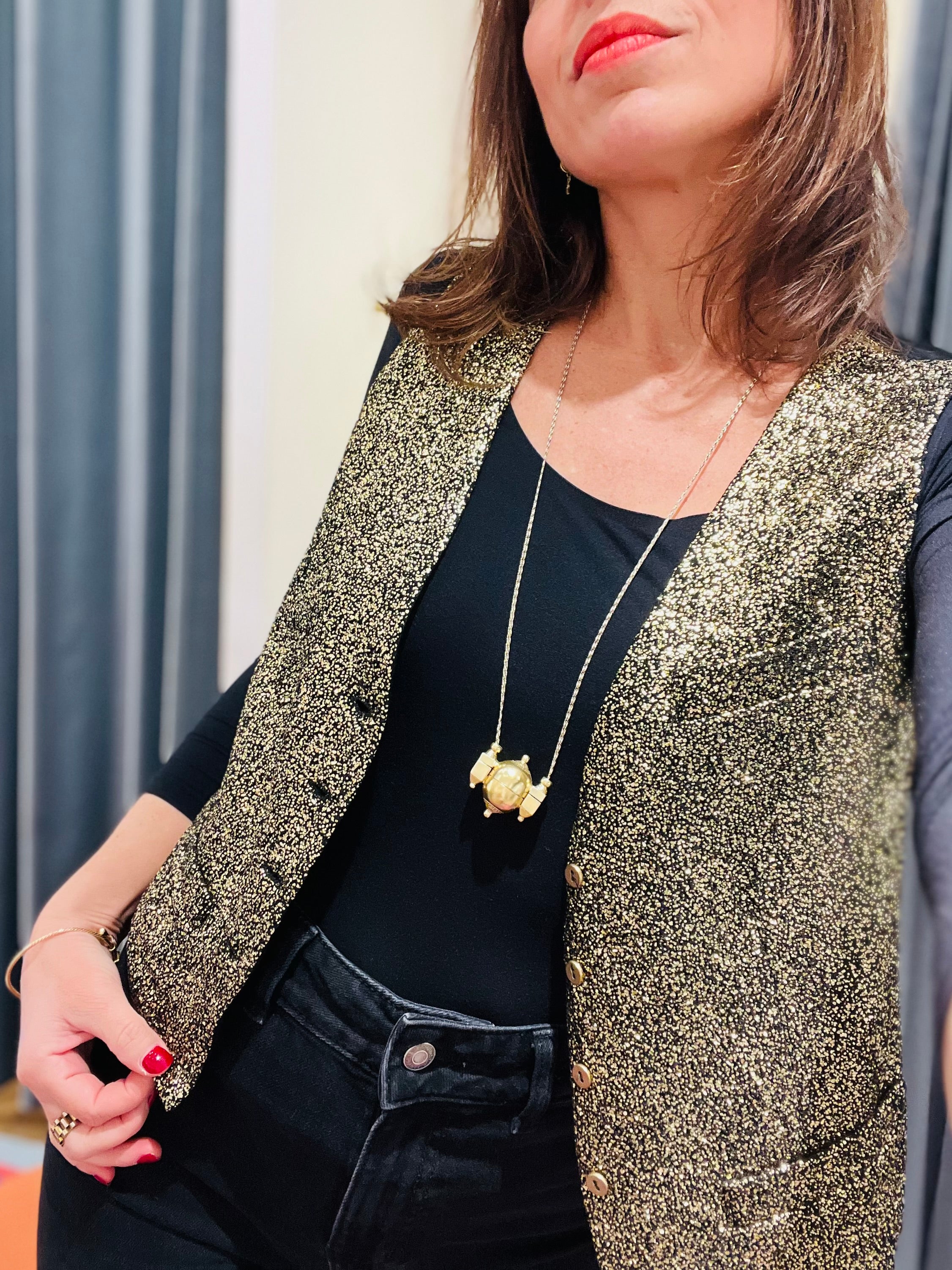 PANTRUCHE Gilets ASTAIRE gilet pailleté or