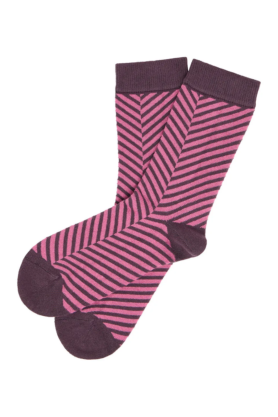 Sourire Multicolore Chaussettes femme rayures en biais roses coton bio 35-38