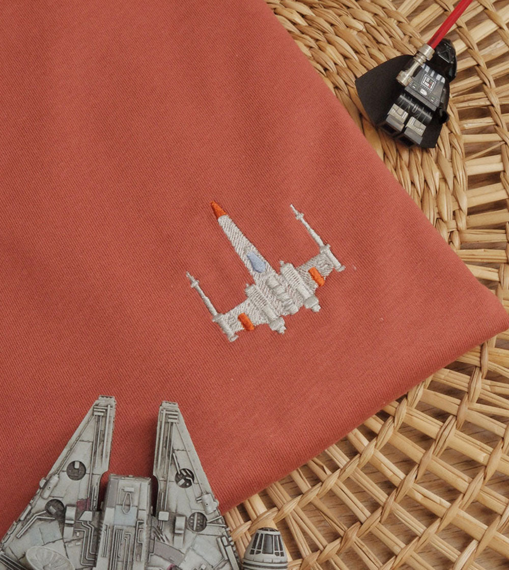 Juste Un T-shirt T-shirts Brodés X-Wing t-shirt brodé S blanc coton bio