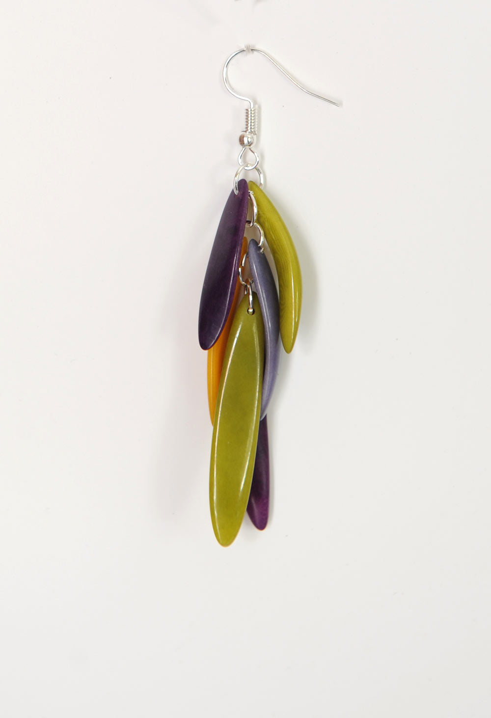 Boucles d'oreilles Pluma boucles tonalité verte en ivoire végétal