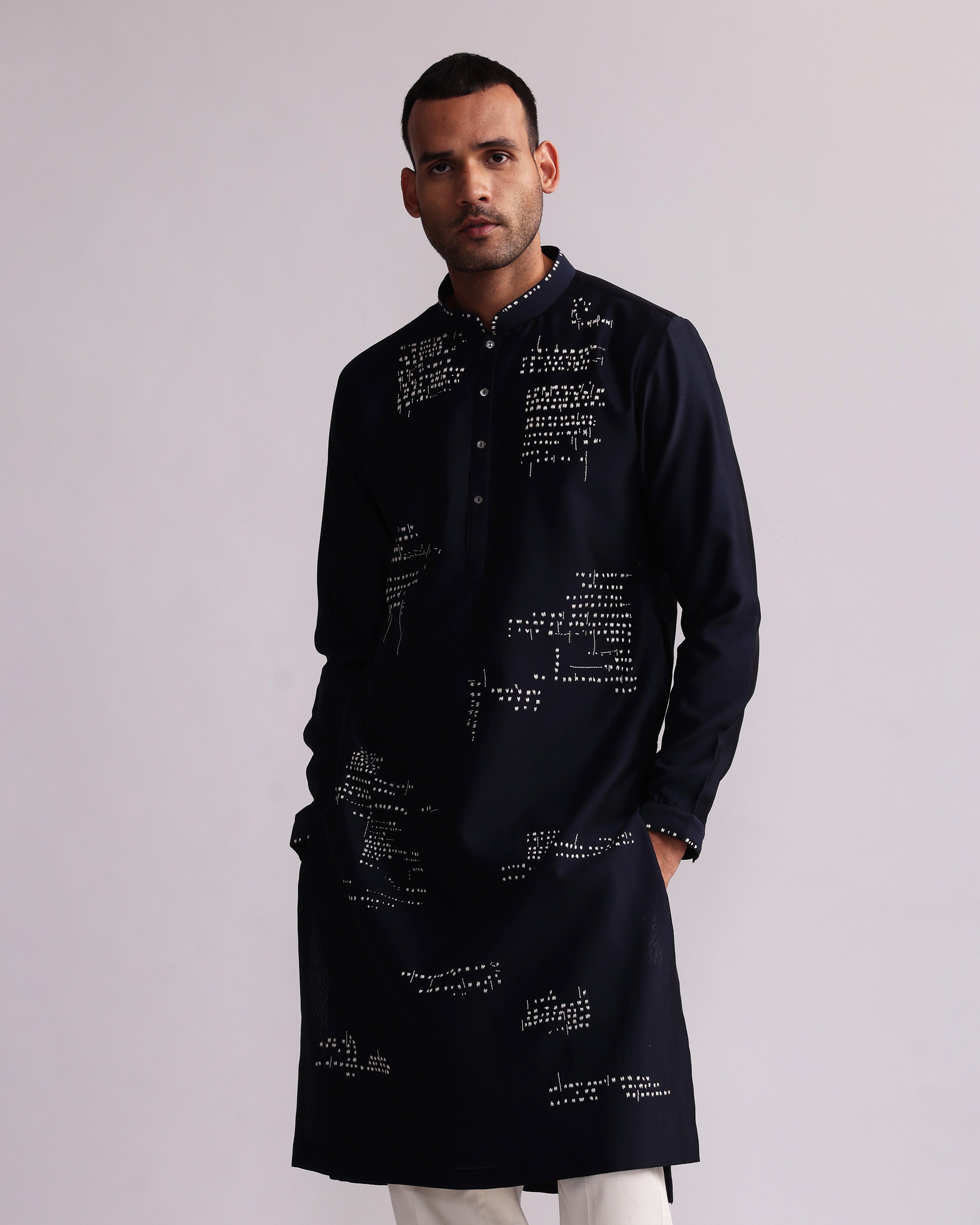 COUNTRYMADE Kurtas Asemic Placement Kurta brodée coupe regular