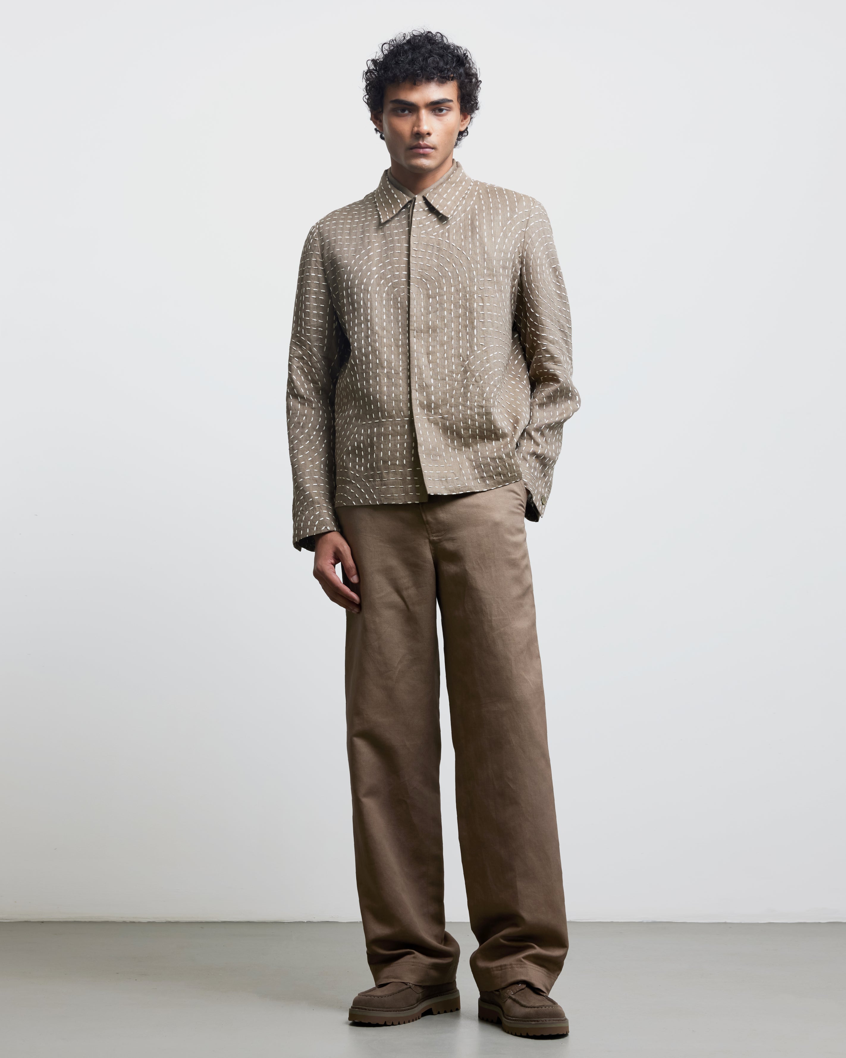 COUNTRYMADE Jackets BAUHAUS KANTHA BEIGE JACKET veste beige en lin brodé