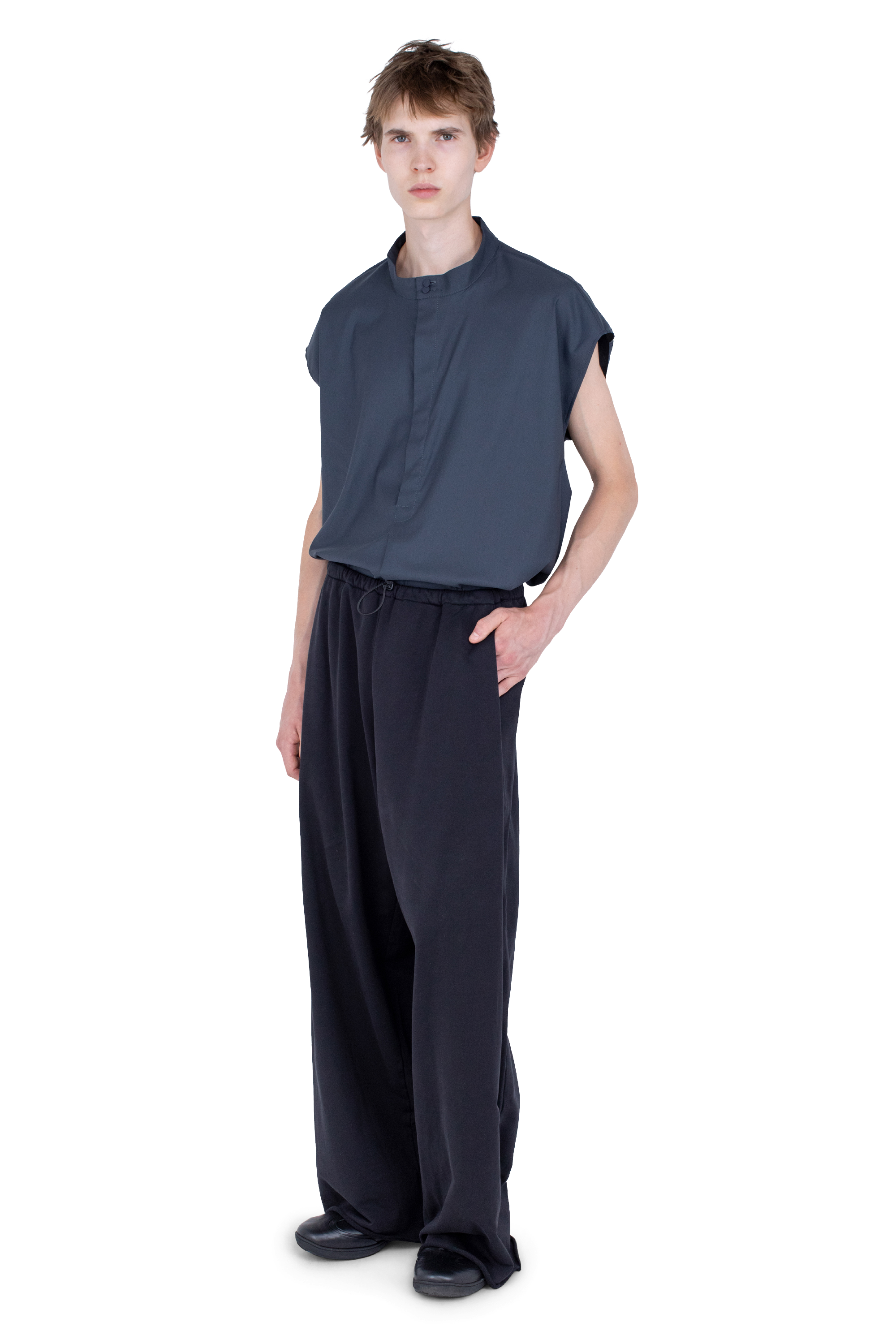 Kiko Kostadinov Bottoms VELEKA Wide Trousers pantalon large Charcoal coton bio
