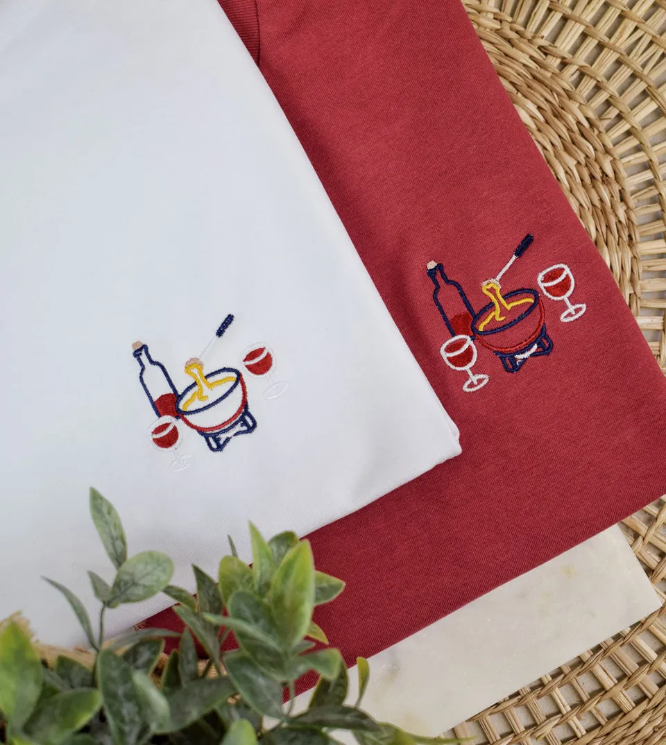 Juste Un T-shirt T-shirts Brodés Fondue Savoyarde t-shirt brodé