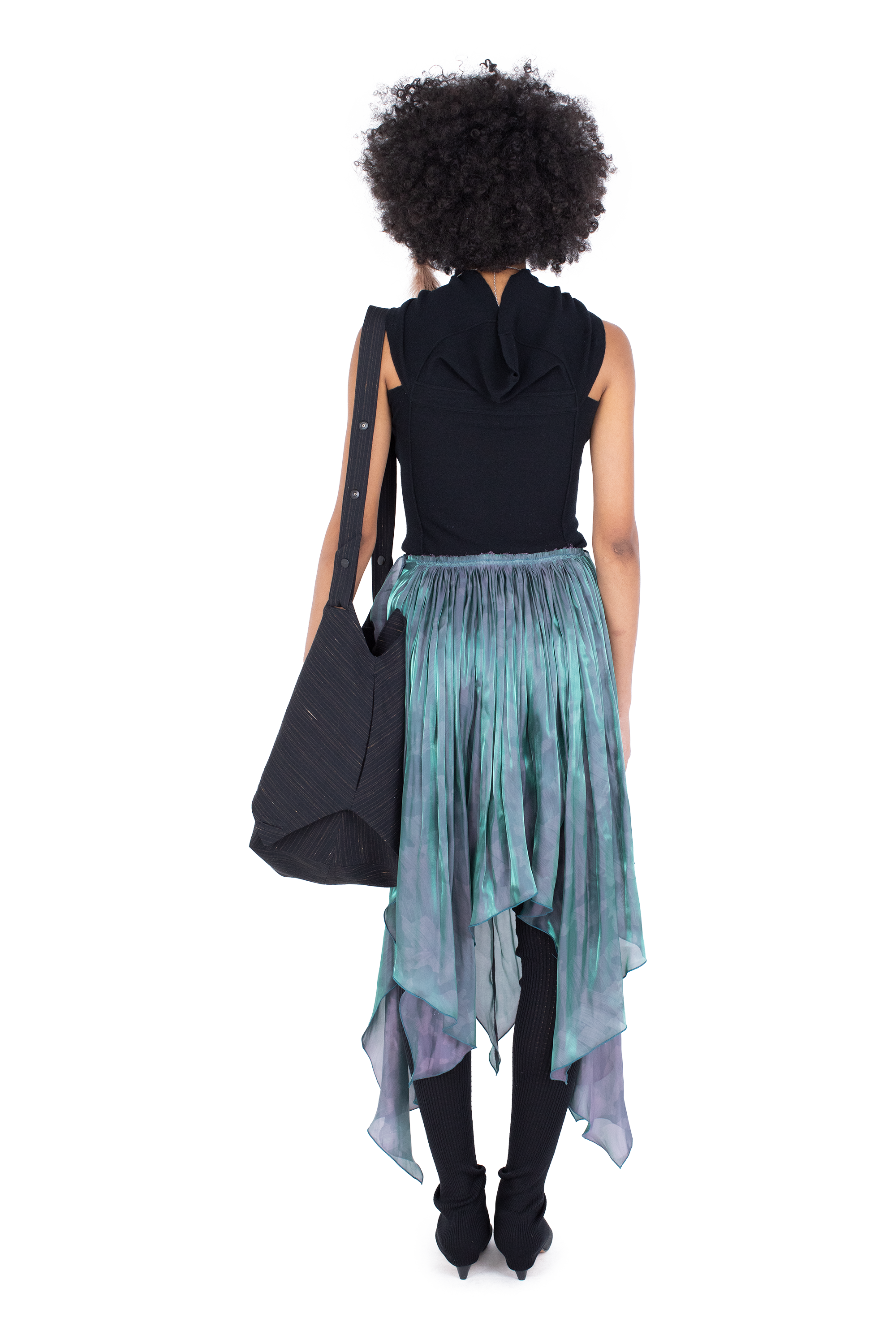 Kiko Kostadinov Bottoms ORIOLE Drape Skirt jupe Cobalt Brush, satin métallisé