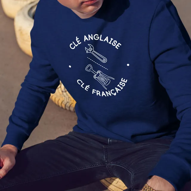 Juste Un T-shirt Sweats Imprimés Clé anglaise clé française sweat homme humour
