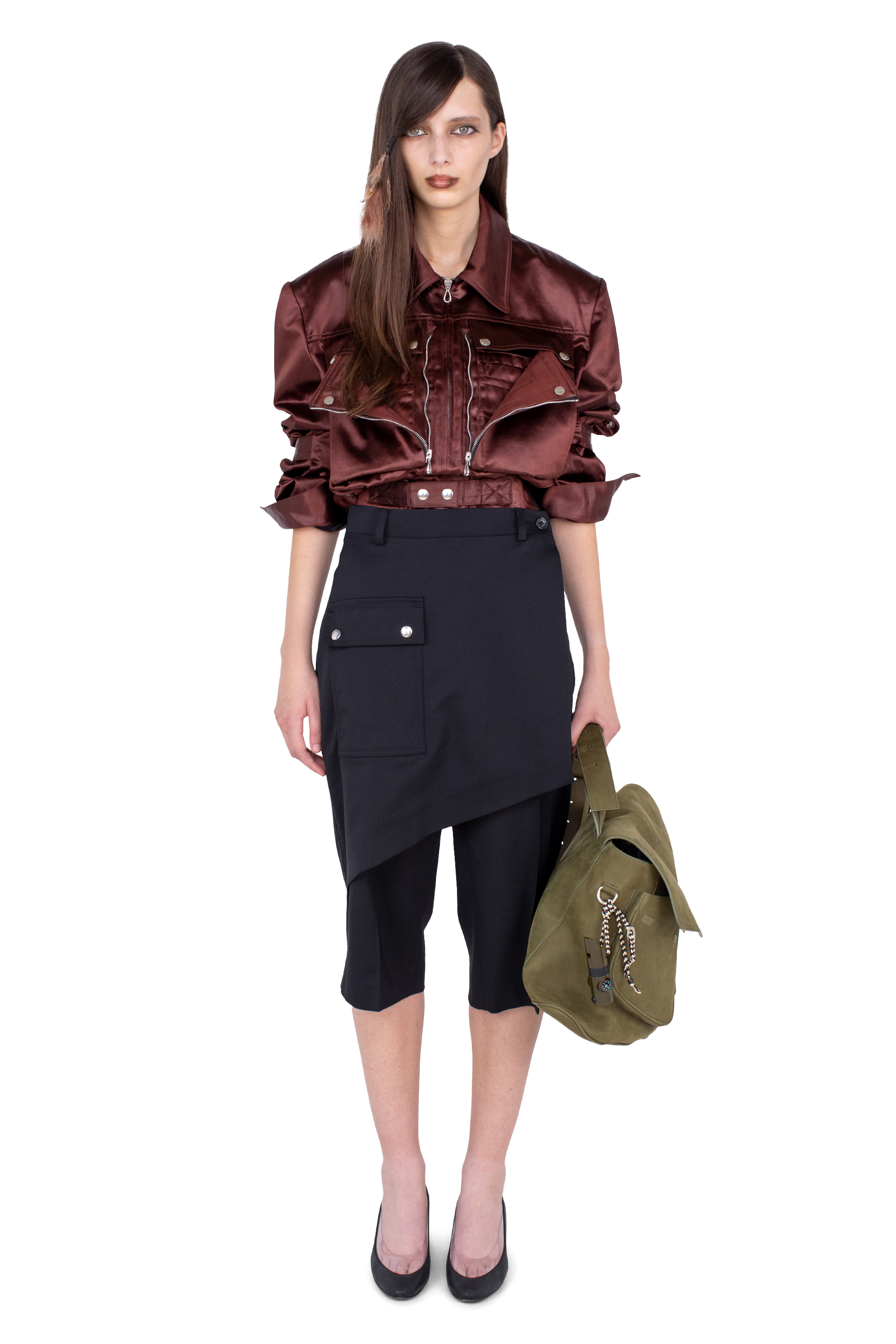 Kiko Kostadinov Bottoms LINNET Wrap Culottes pantalon Crow Black en laine
