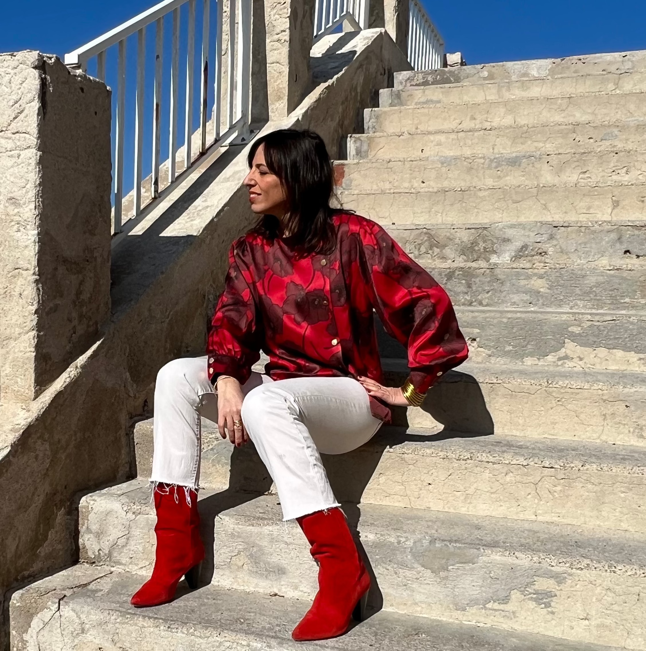 PANTRUCHE Chemises Blouse DJANGO Flowers blouse rouge viscose