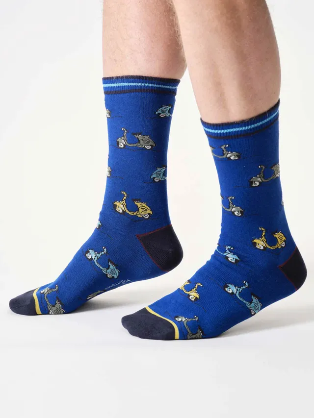 Sourire Multicolore Chaussettes homme scooters coton bio bleu 40/44