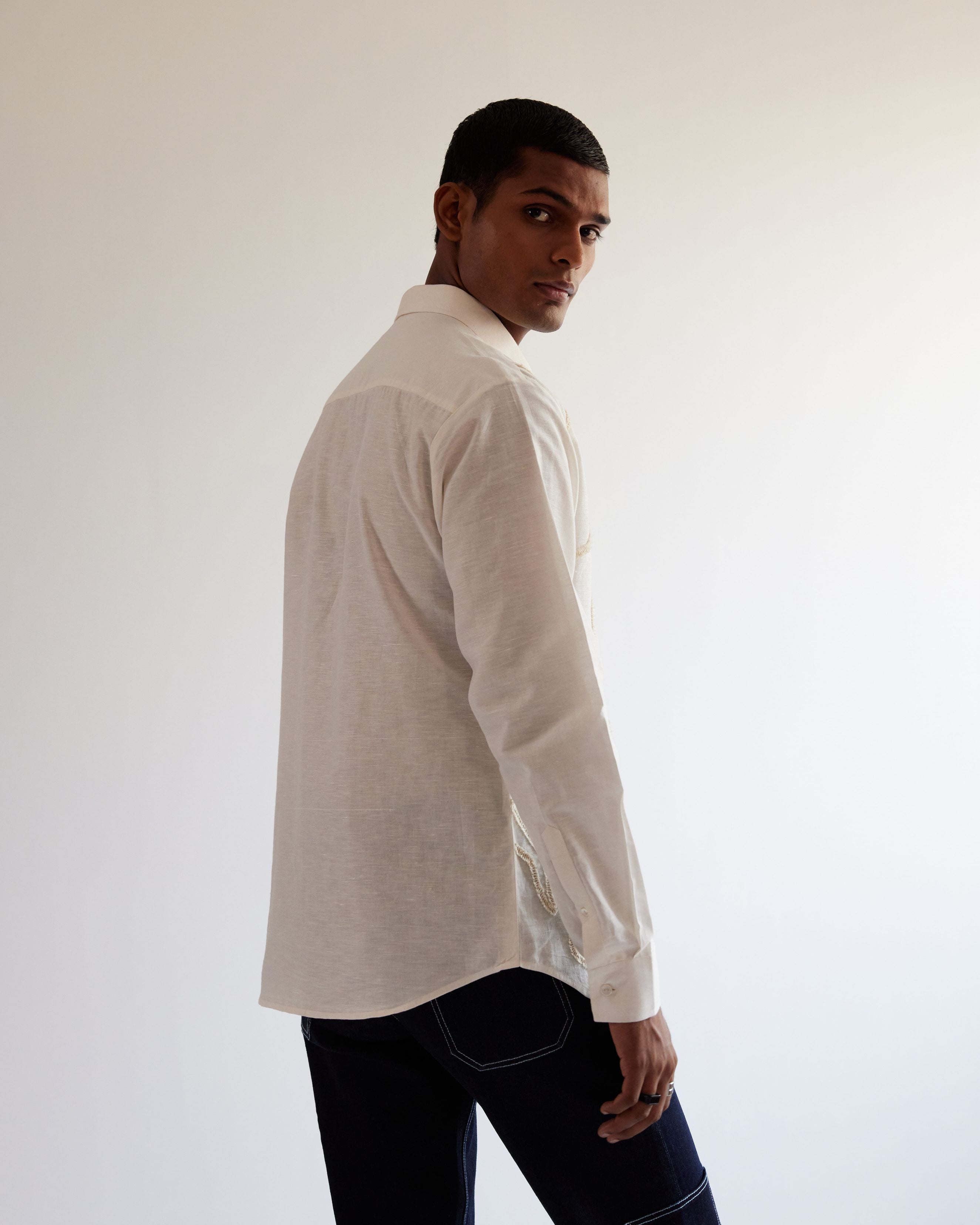 COUNTRYMADE Shirts DNA Shirt ivoire en lin-coton brodé