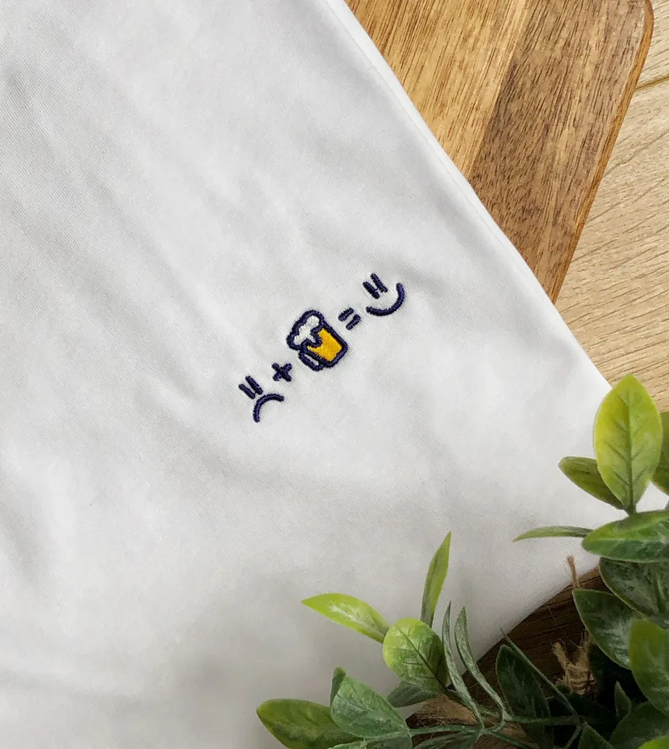Juste Un T-shirt T-shirts Brodés La recette du bonheur t-shirt blanc bière