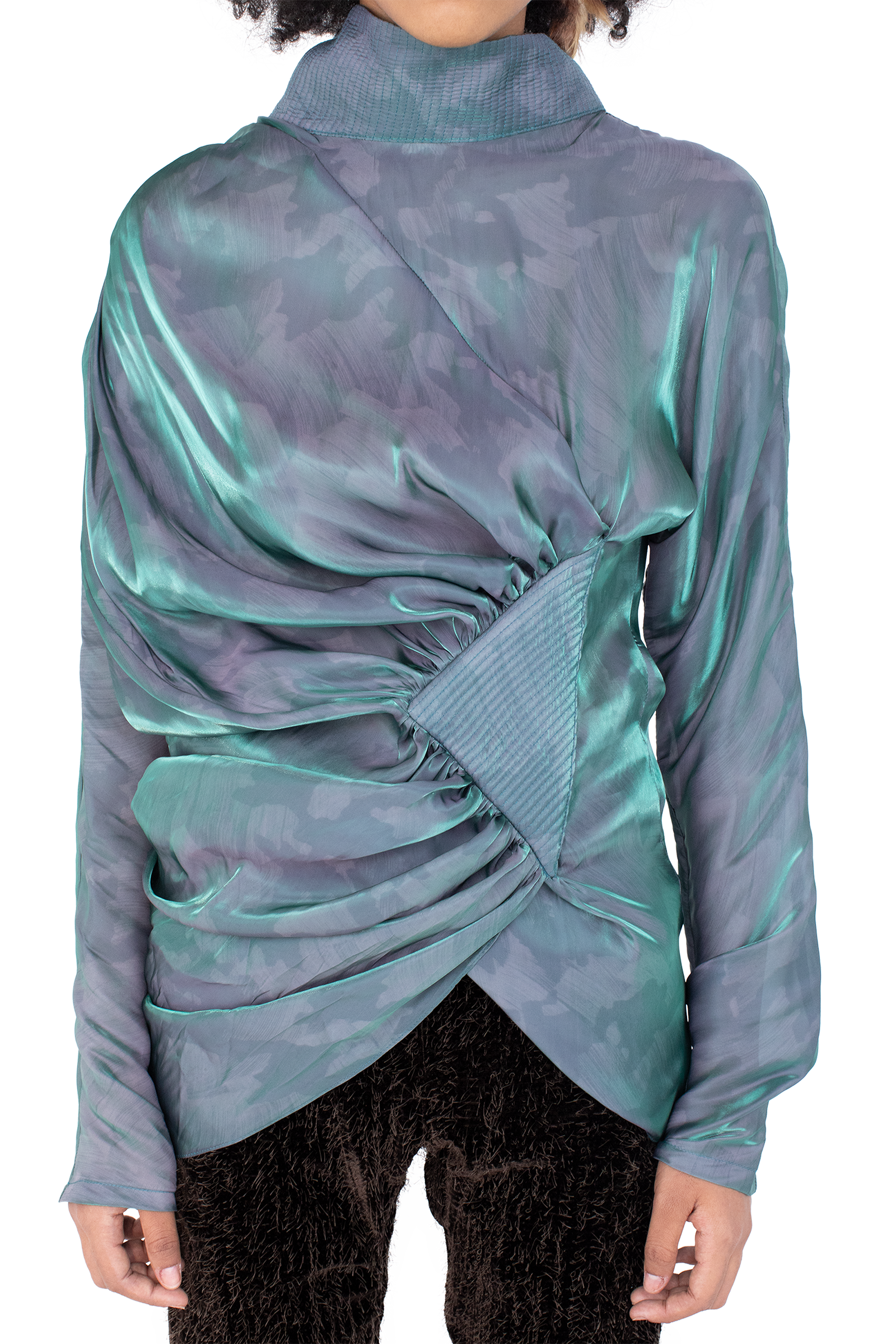 Kiko Kostadinov Tops JACANA Blouse blouse Cobalt Brush en satin imprimé