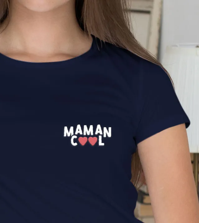 Juste Un T-shirt T-shirts Brodés Maman Cool Coeur t-shirt brodé