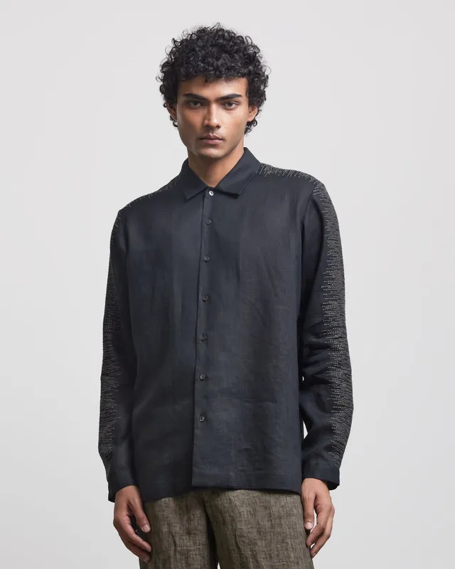 COUNTRYMADE Shirts SHADOW EMBROIDERED SHIRT chemise en lin brodée