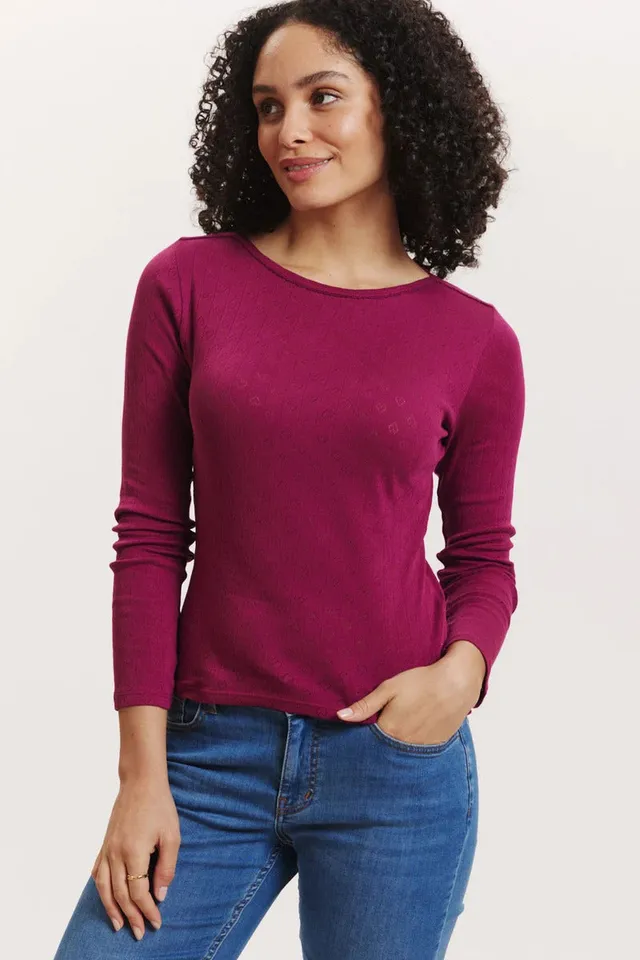 Sourire Multicolore Tops Tee-shirt Coraa framboise tee-shirt coton bio manches longues