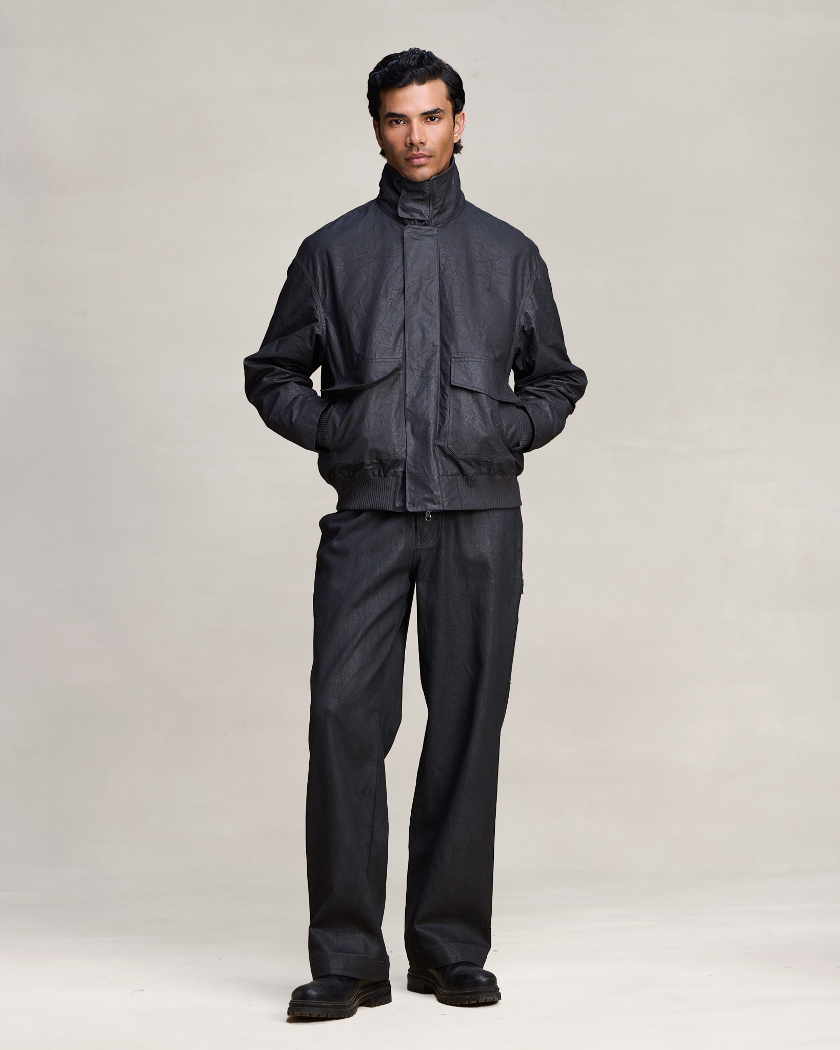 COUNTRYMADE Jackets CRINKLE COATED FLIGHT BOMBER bomber coton enduit