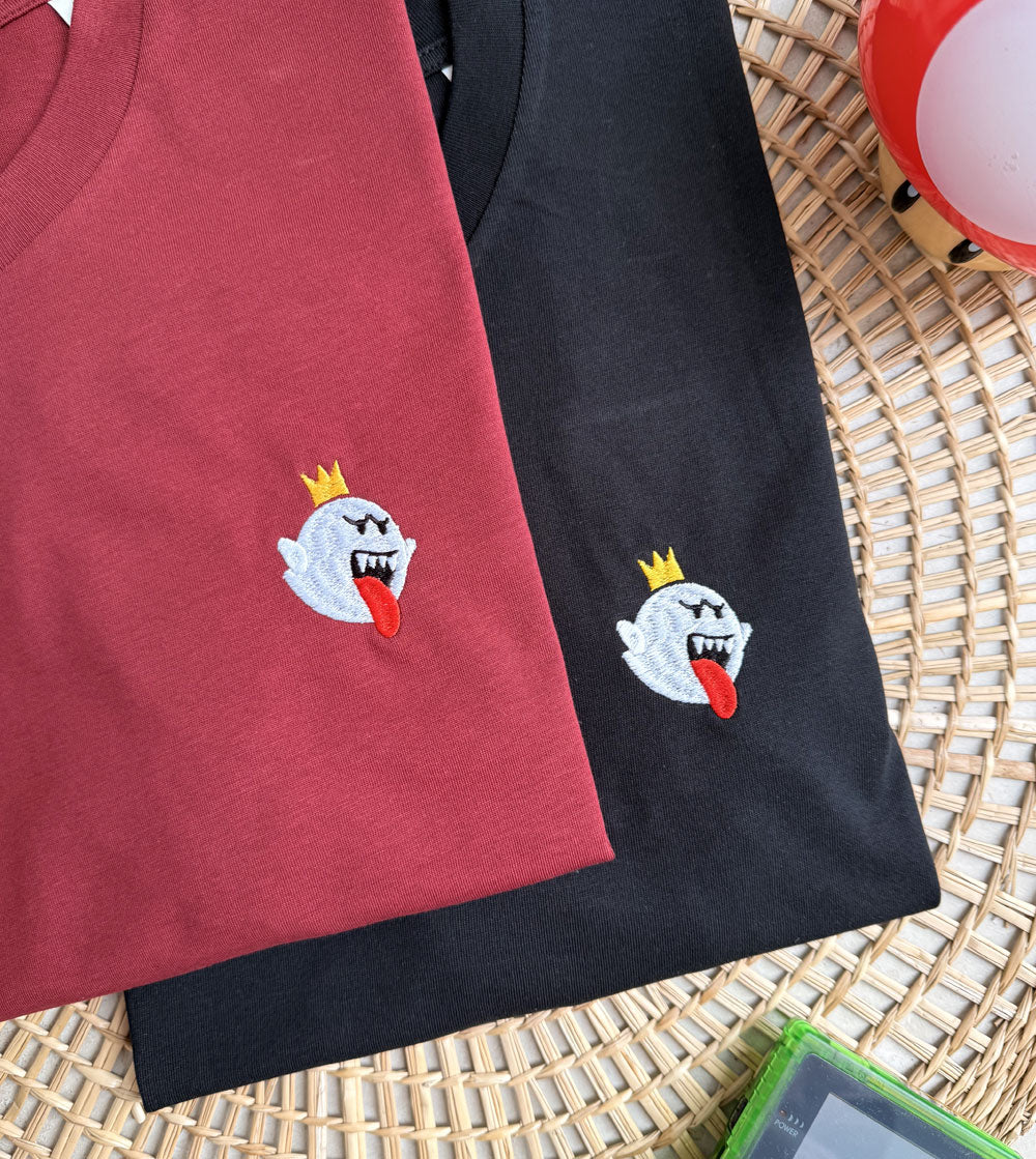 Juste Un T-shirt T-shirts Brodés Roi Boo T-shirt blanc coton bio