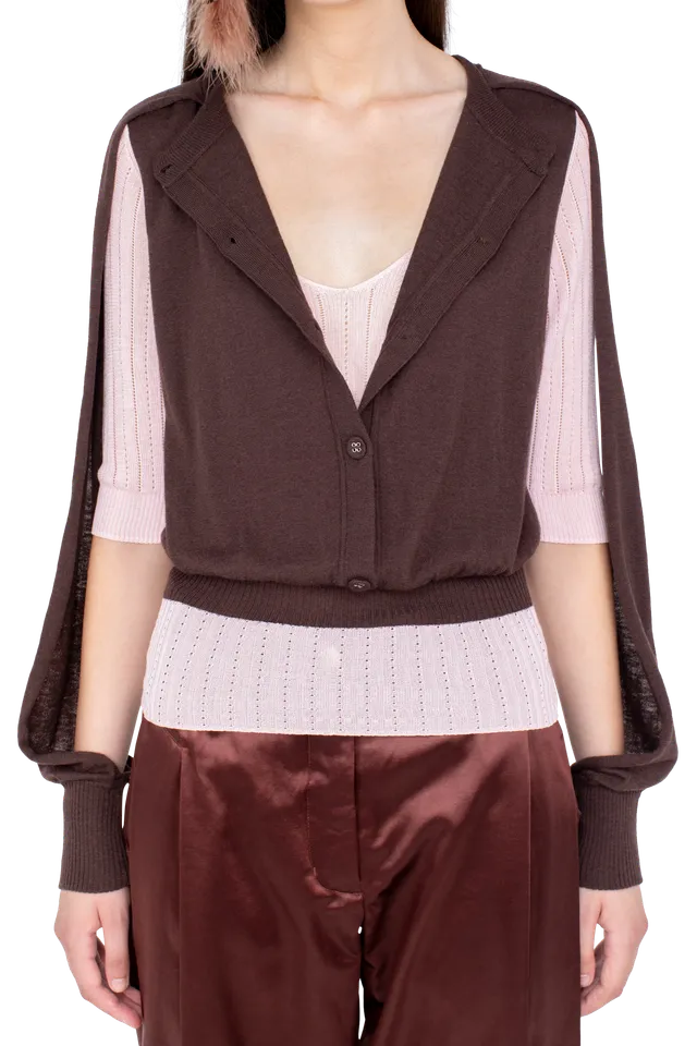 Kiko Kostadinov Knitwear CORELLA Double Sleeve Jumper pull Mahogany