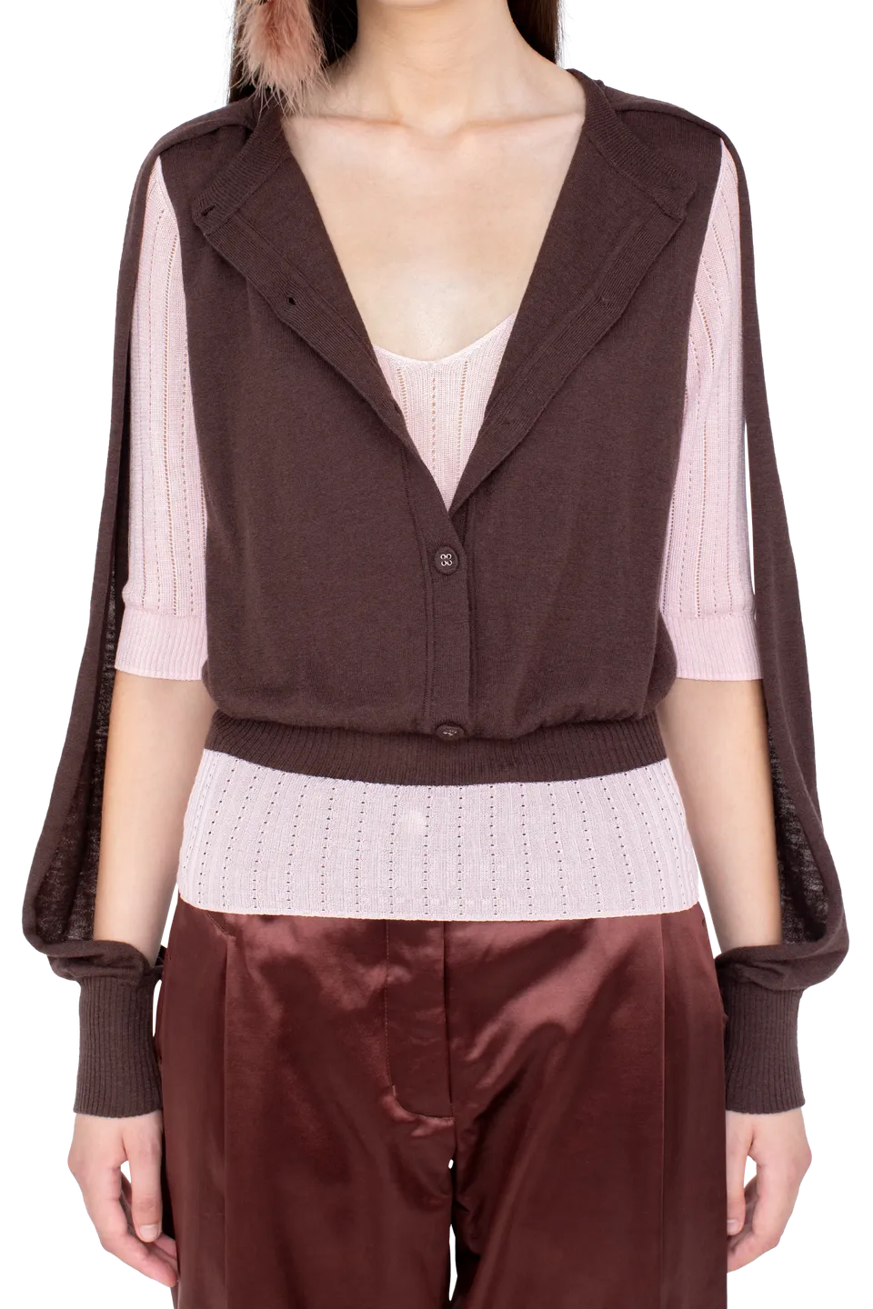 Kiko Kostadinov Knitwear CORELLA Double Sleeve Jumper pull Mahogany