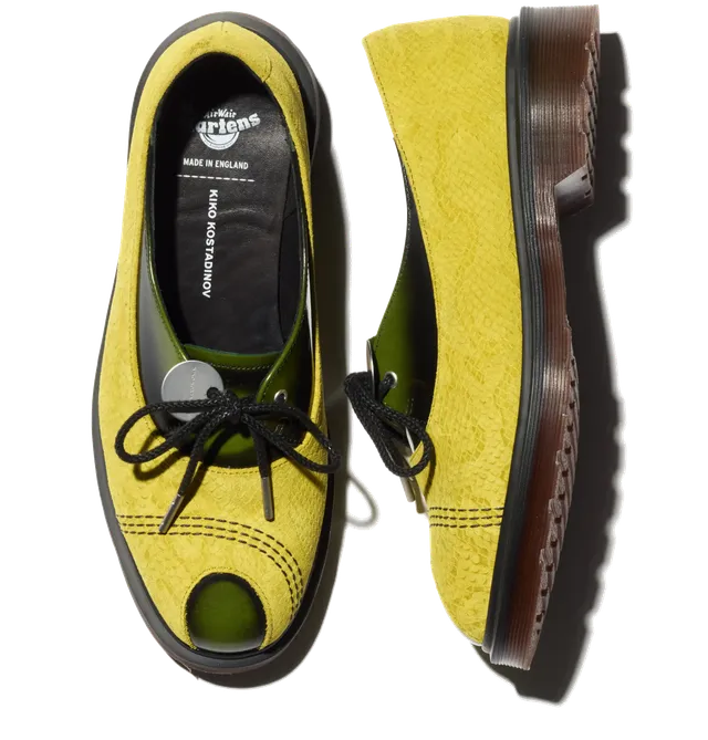 Kiko Kostadinov x Dr. Martens TOE BOX Shoe chaussures Moss Green en daim et cuir