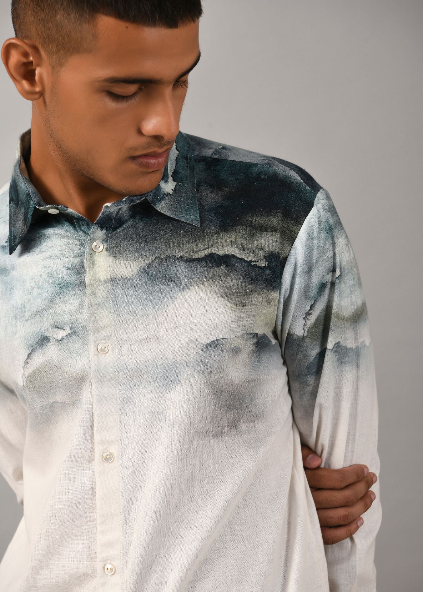 COUNTRYMADE Shirts Camouflaged Clouds chemise ivoire lin coton
