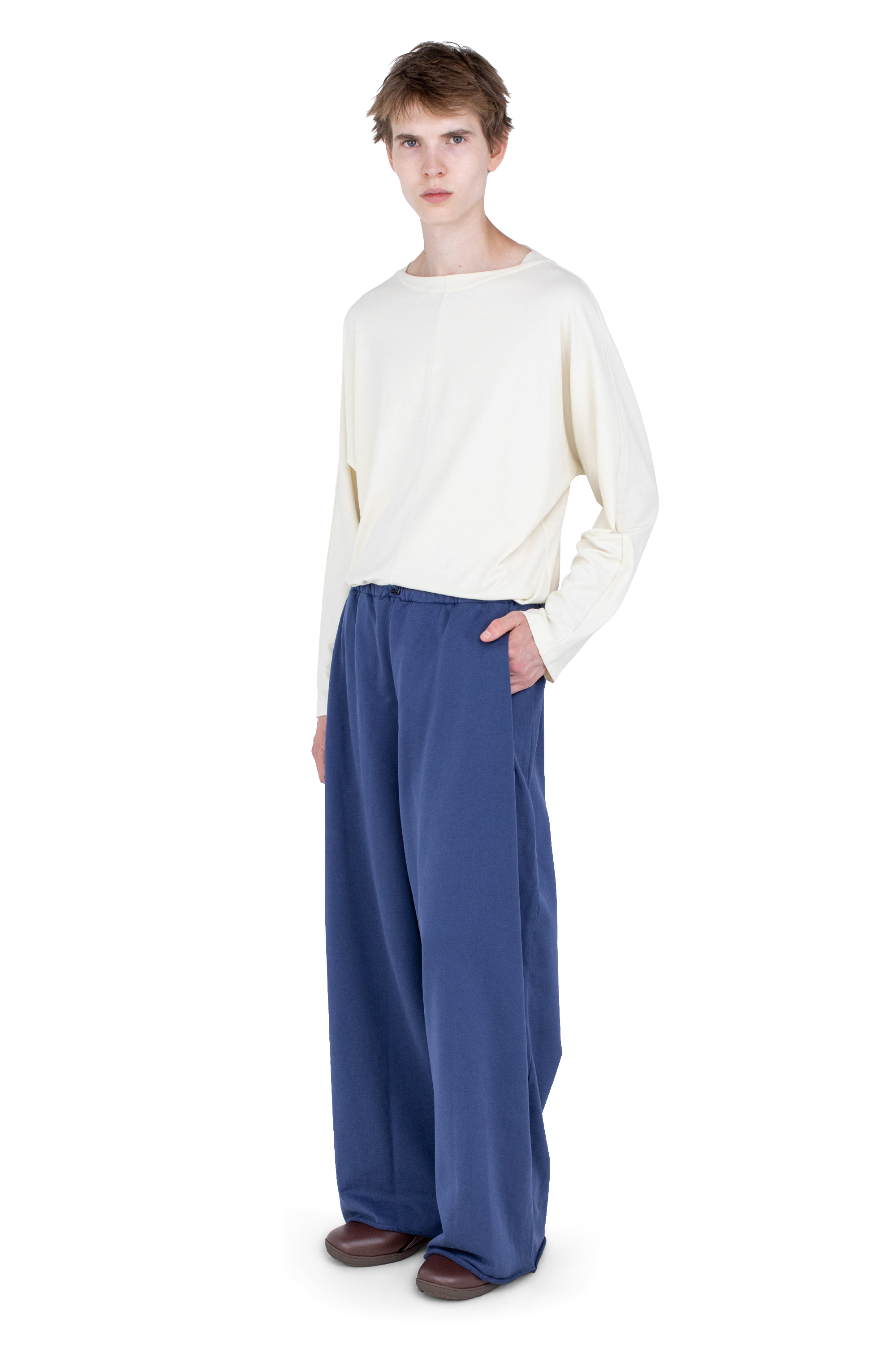 Kiko Kostadinov Bottoms VELEKA Wide Trousers pantalon large coton bleu