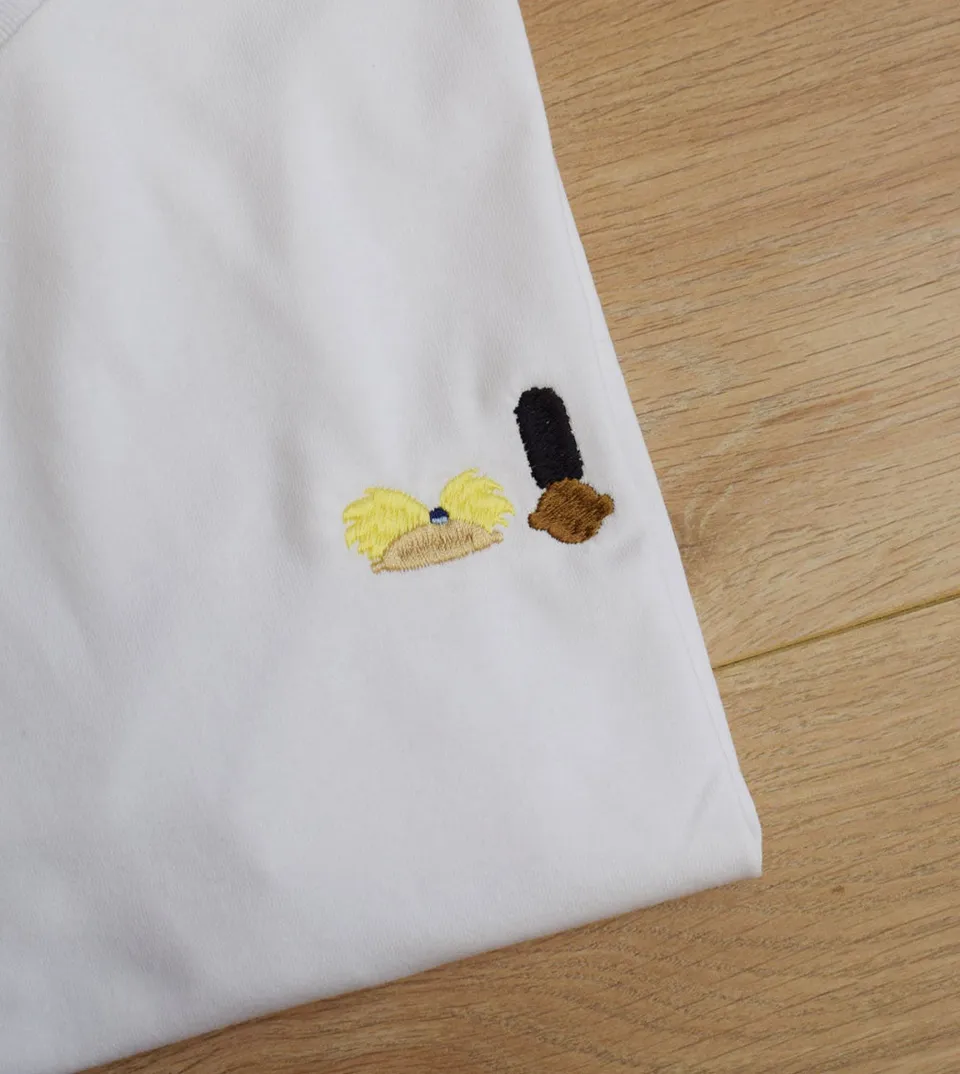 Juste Un T-shirt T-shirts Brodés Hé Arnold t-shirt blanc en coton bio