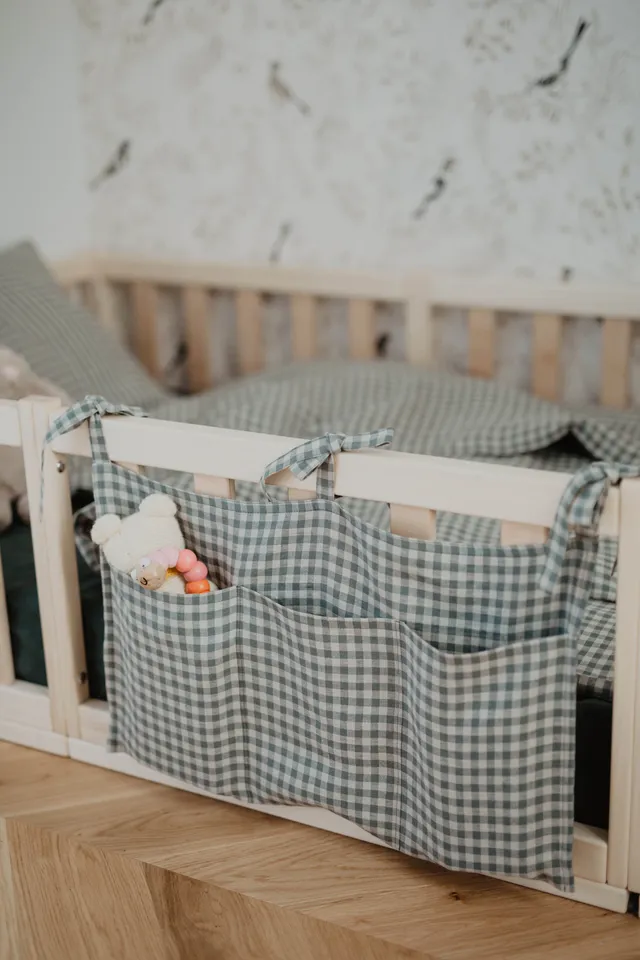 Laumė linen Baby and Kids organiseur de lit bébé en lin 2 poches