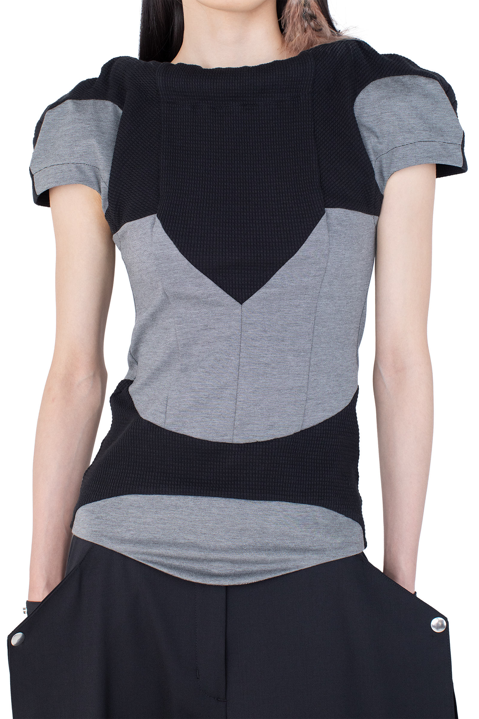 Kiko Kostadinov Tops COMPASS Jersey Top haut Iron Grey / Black, coupe ajustée