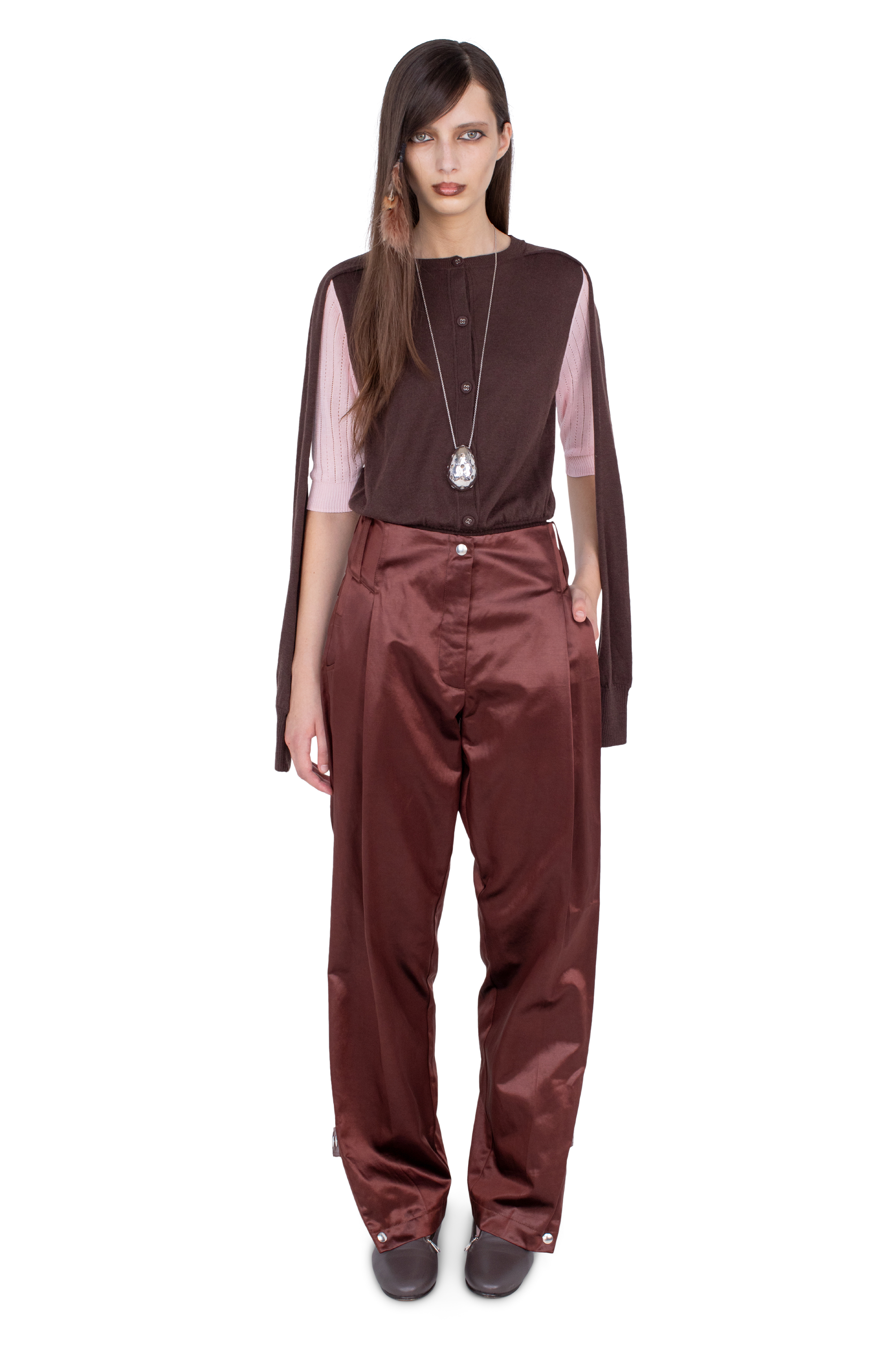 Kiko Kostadinov Knitwear CORELLA Double Sleeve Jumper pull Mahogany