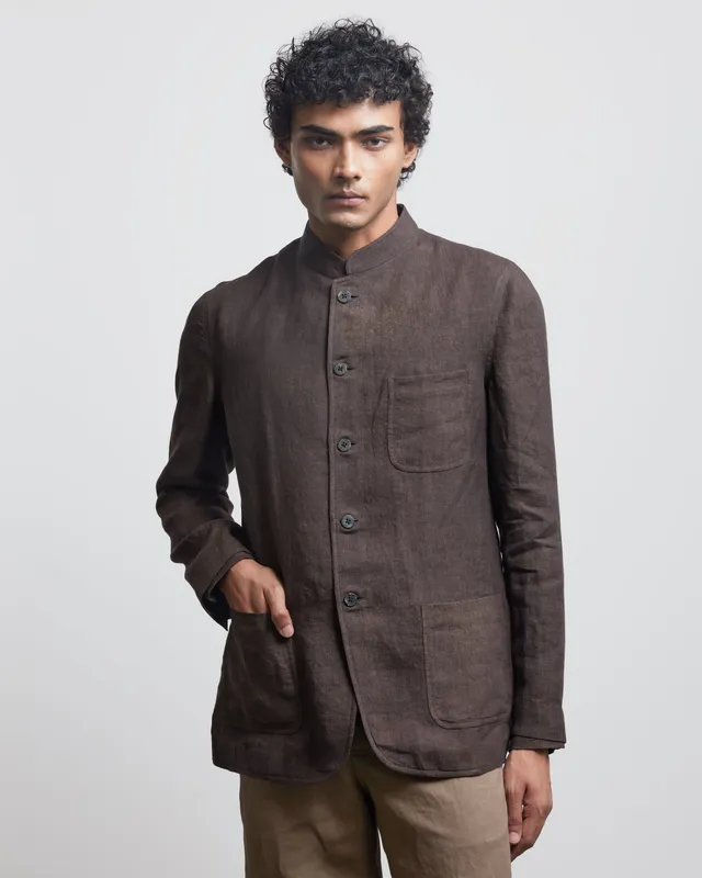 COUNTRYMADE Nehru Jackets Bronze bandhgala deconstructed veste en lin bronze