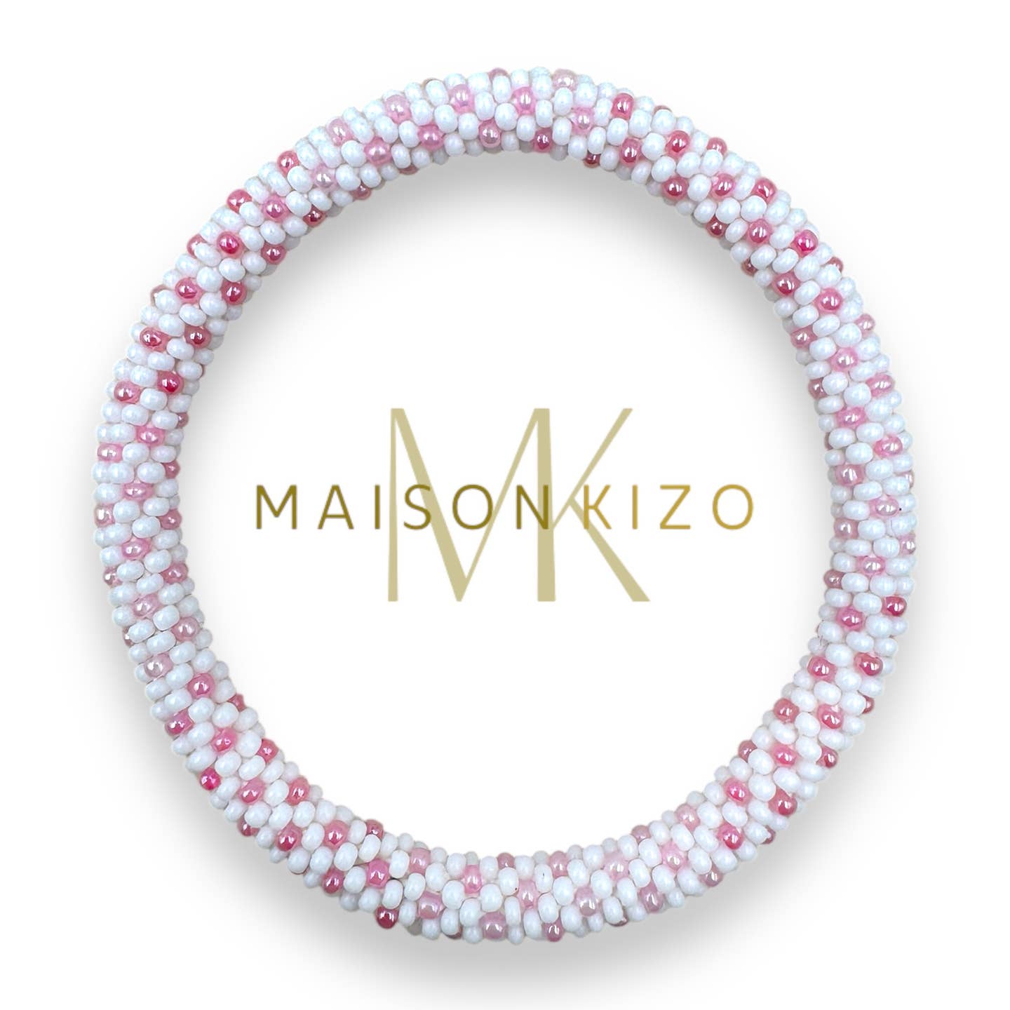Maison Kizo Bracelets Bracelet rose et blanc bracelet perles de verre