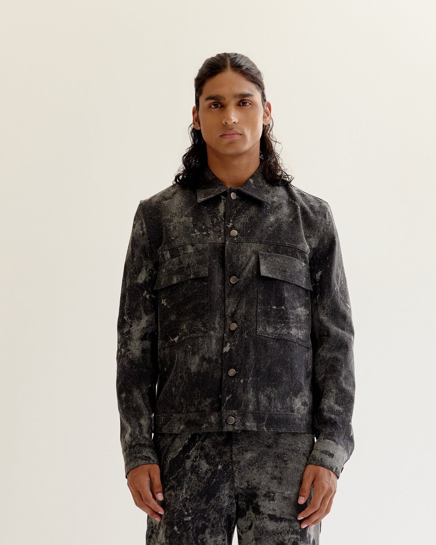 COUNTRYMADE Jackets Skin Textured Batik Denim Jacket veste denim texturée
