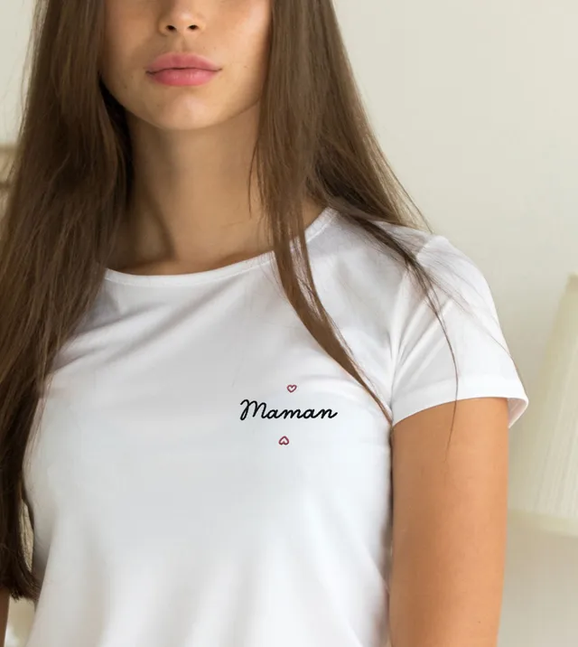 Juste Un T-shirt T-shirts Brodés Maman Coeur T-shirt