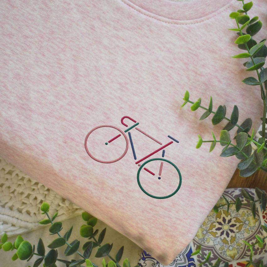 Juste Un T-shirt Sweats Brodés Vélo sweat gris chiné