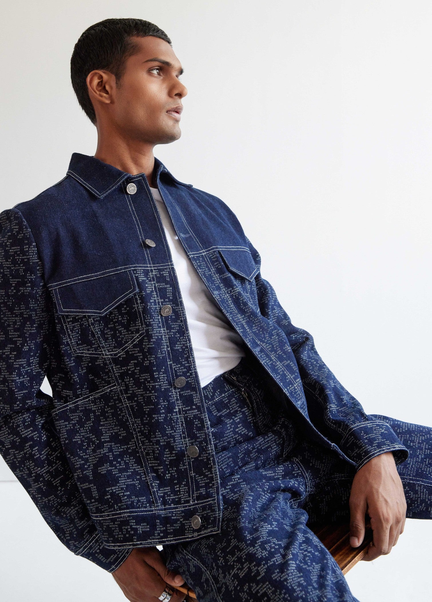COUNTRYMADE Jackets Camo-block Denim Jacket veste en denim bleu marine