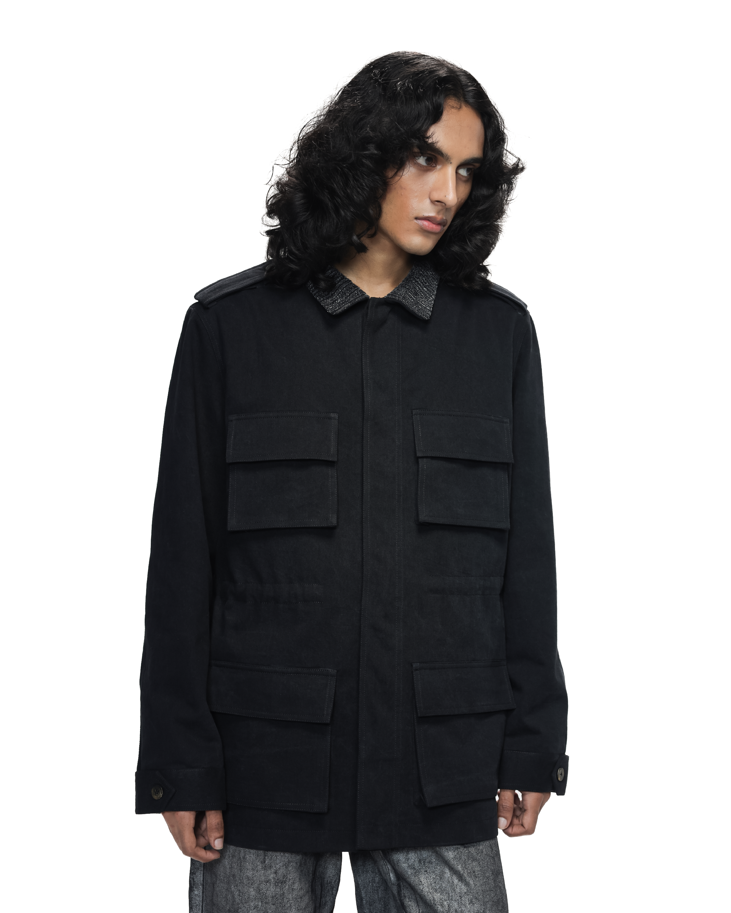 COUNTRYMADE Jackets Shredded Collar Field Jacket veste en denim 4 poches