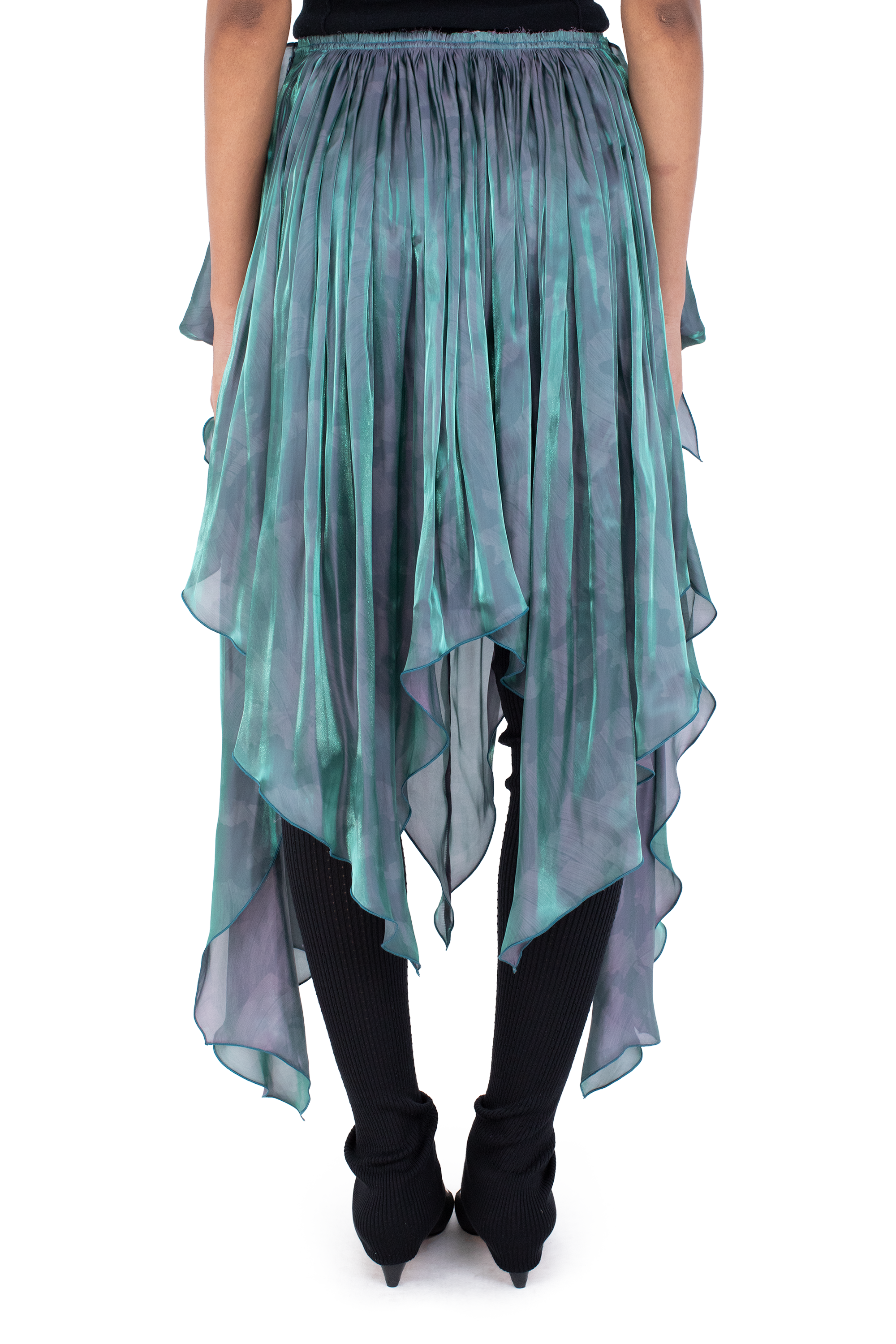 Kiko Kostadinov Bottoms ORIOLE Drape Skirt jupe Cobalt Brush, satin métallisé