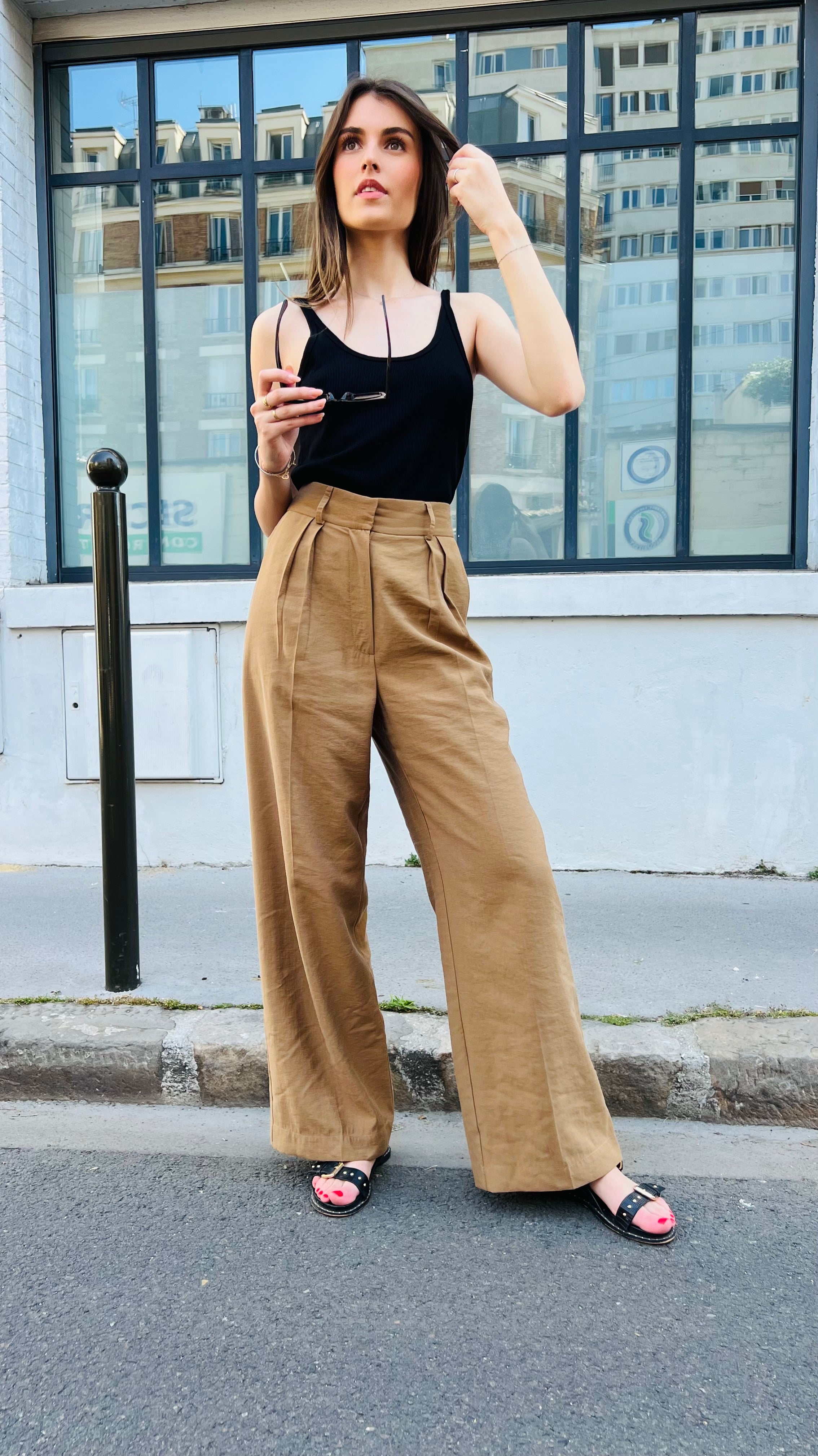 PANTRUCHE Pantalons ELVIS pantalon ocre droit large en viscose