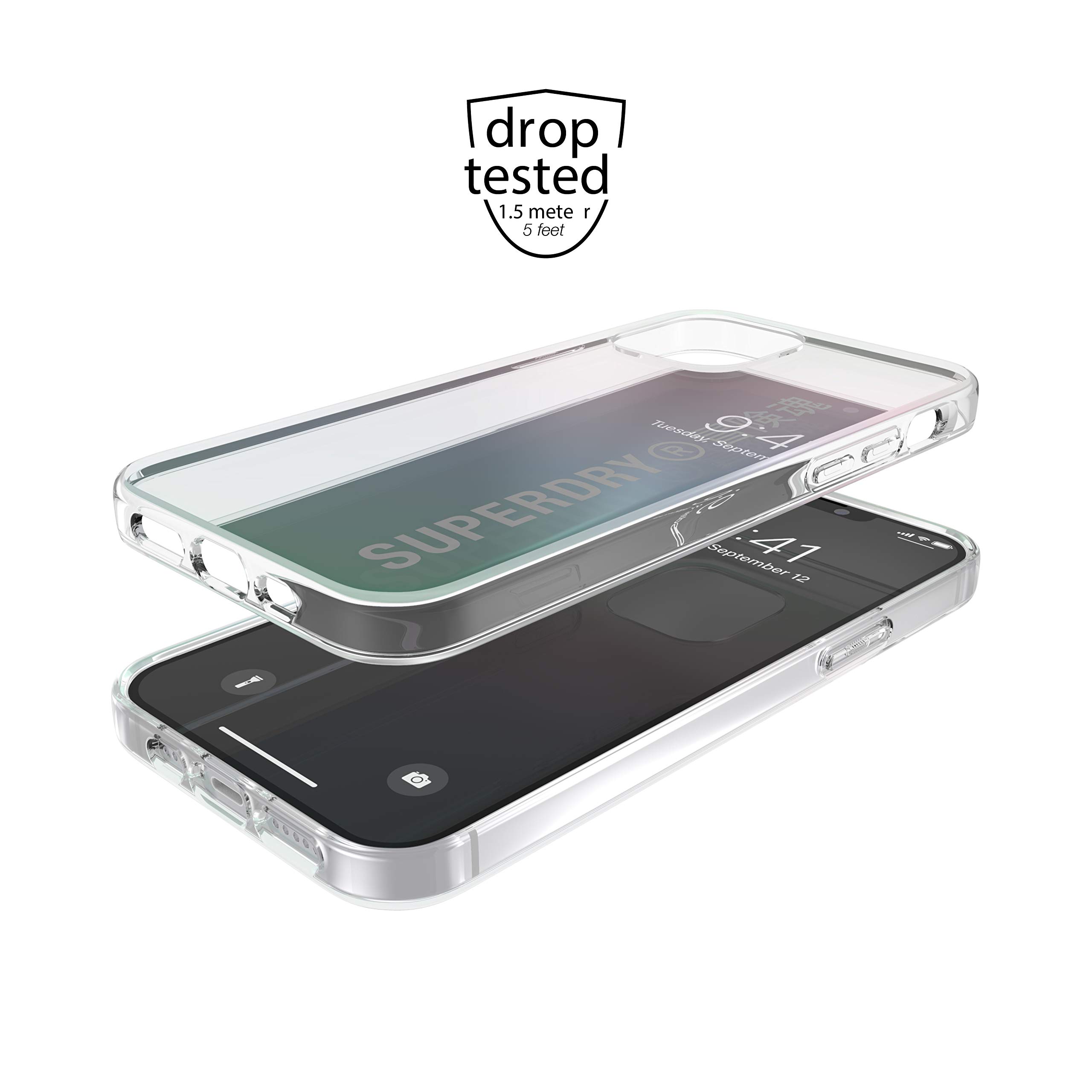 Superdry Coques de Protection coque iPhone 12/12 Pro holographique transparente