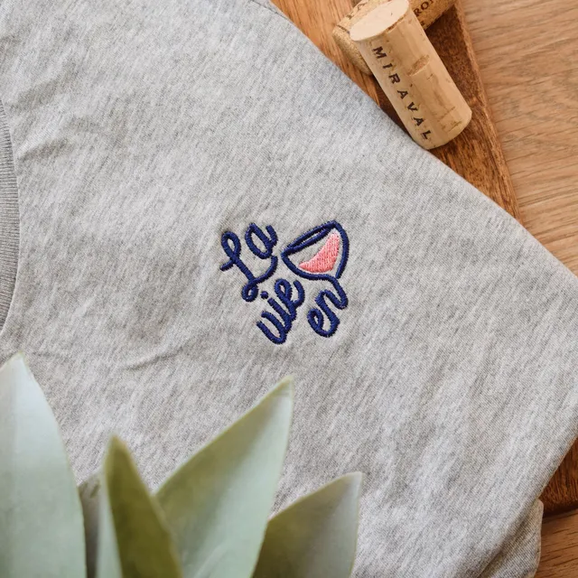 Juste Un T-shirt T-shirts Brodés La Vie en Rose t-shirt brodé