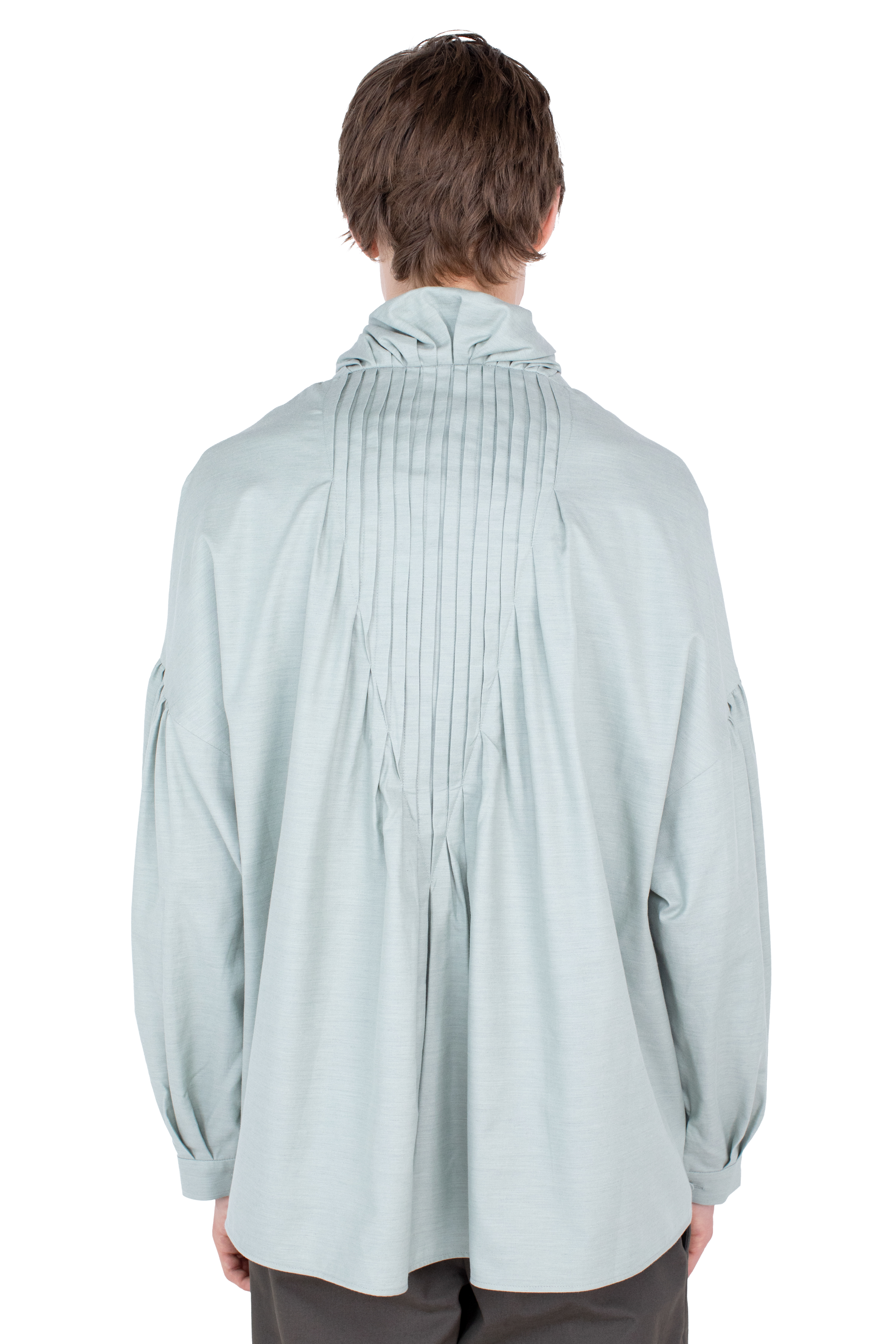 Kiko Kostadinov Shirts EVERS Pleated Shirt chemise Soft Green coton cachemire