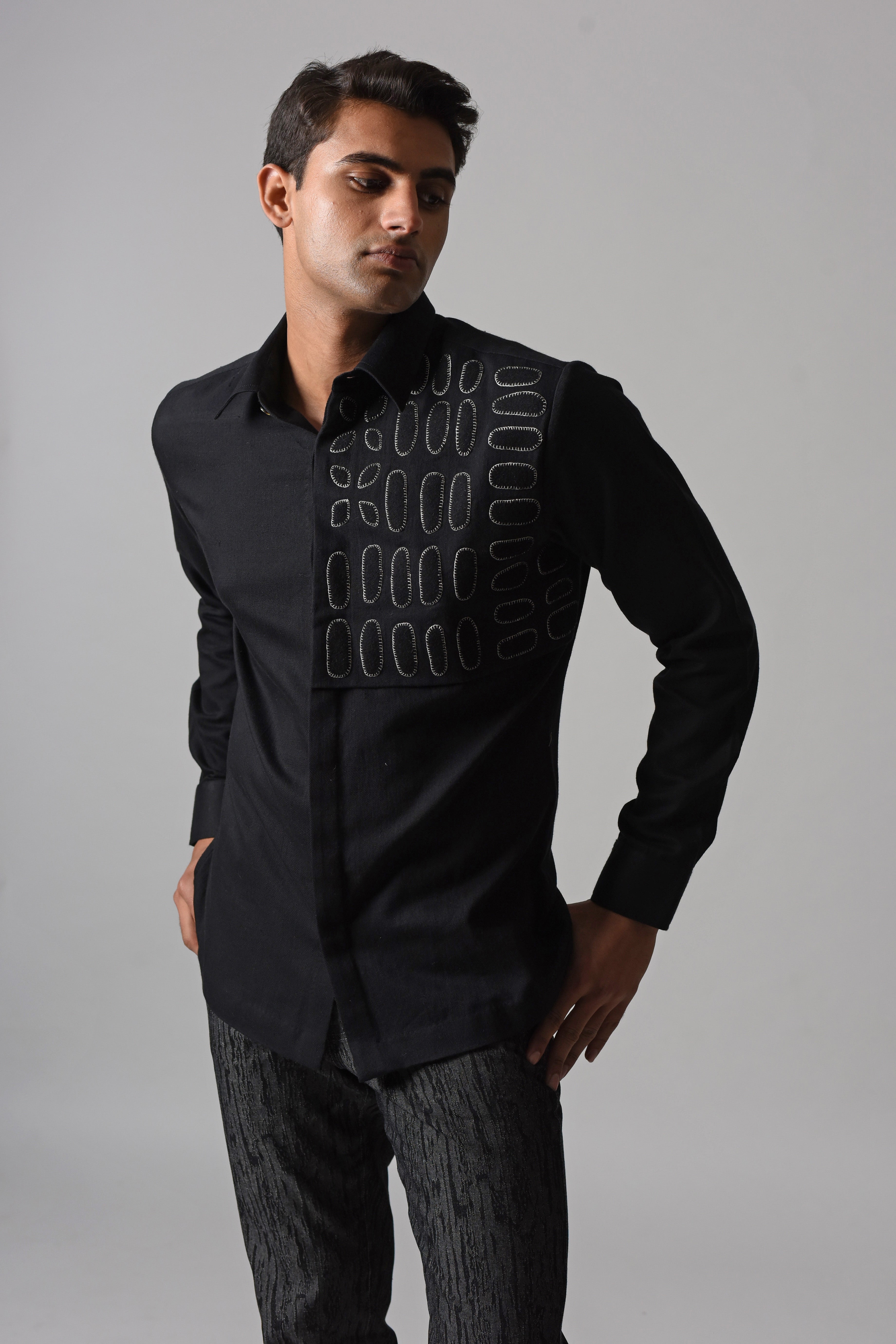 COUNTRYMADE Shirts SHADOW BLOCK SHIRT chemise noire coton