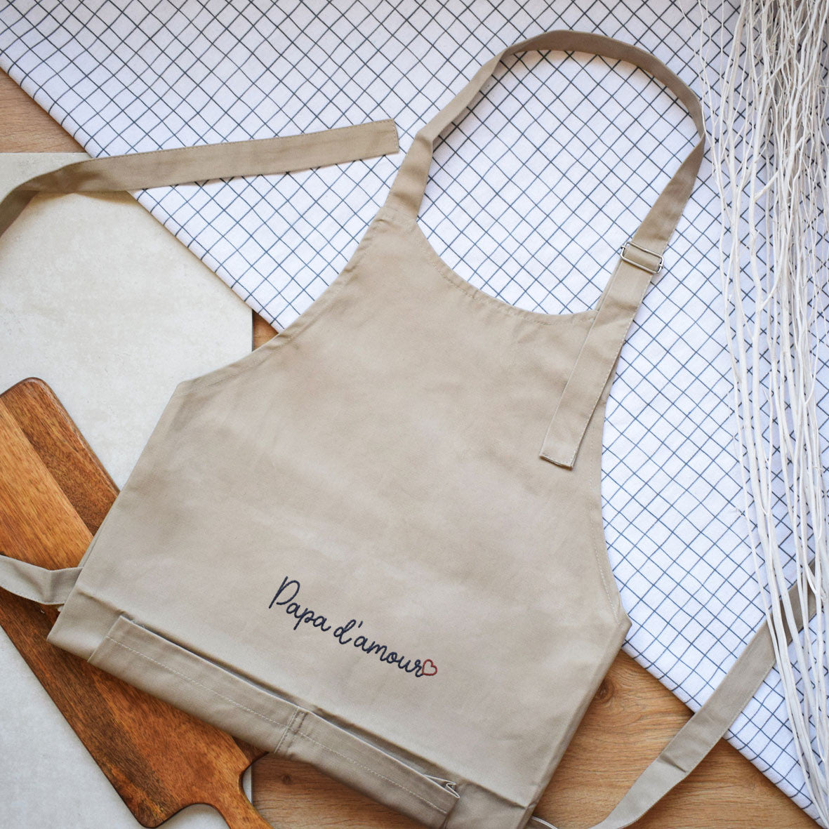 Juste Un T-shirt Tabliers Papa d'amour tablier brodé bleu marine